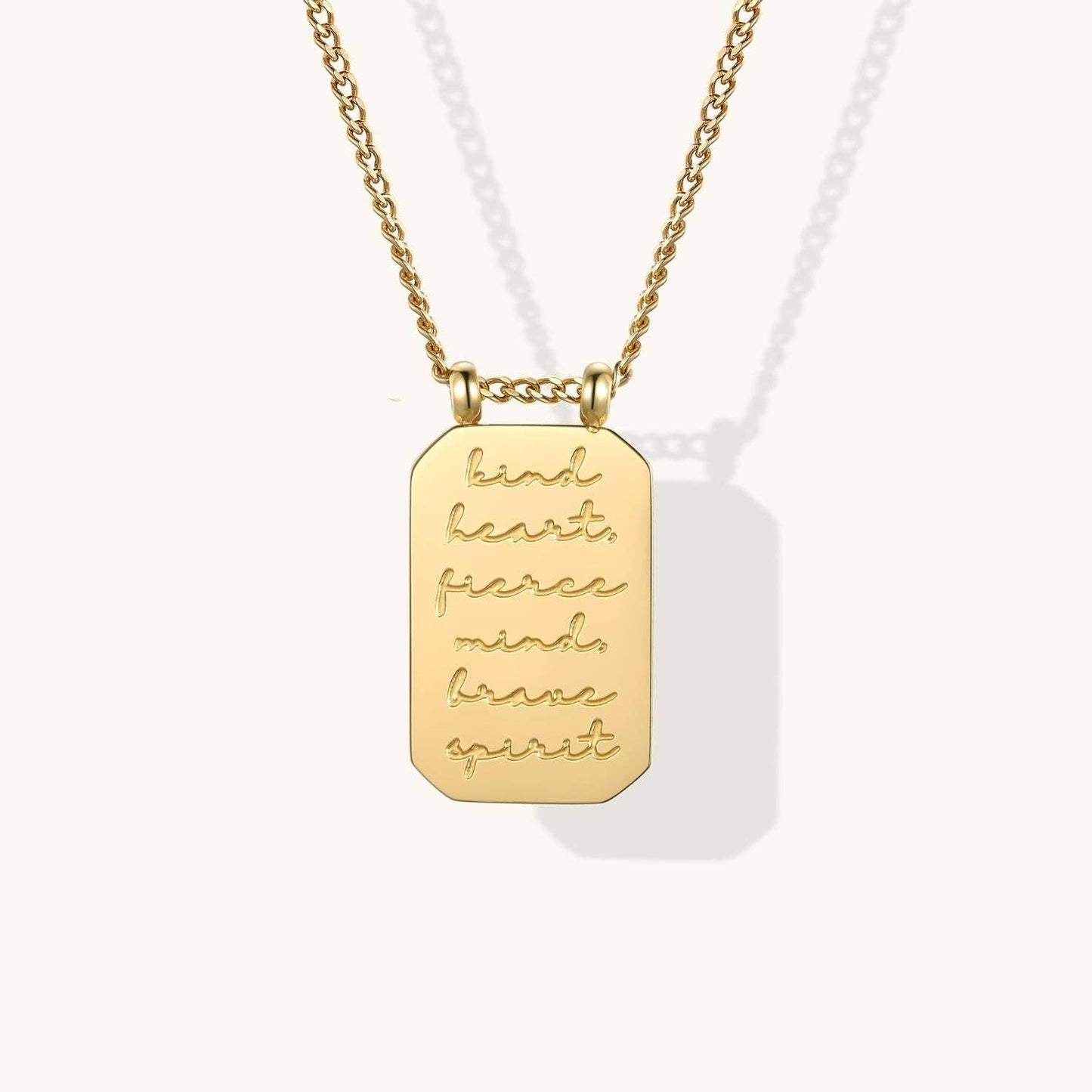 Kind Heart, Fierce Mind, Brave Spirit - quote Necklace