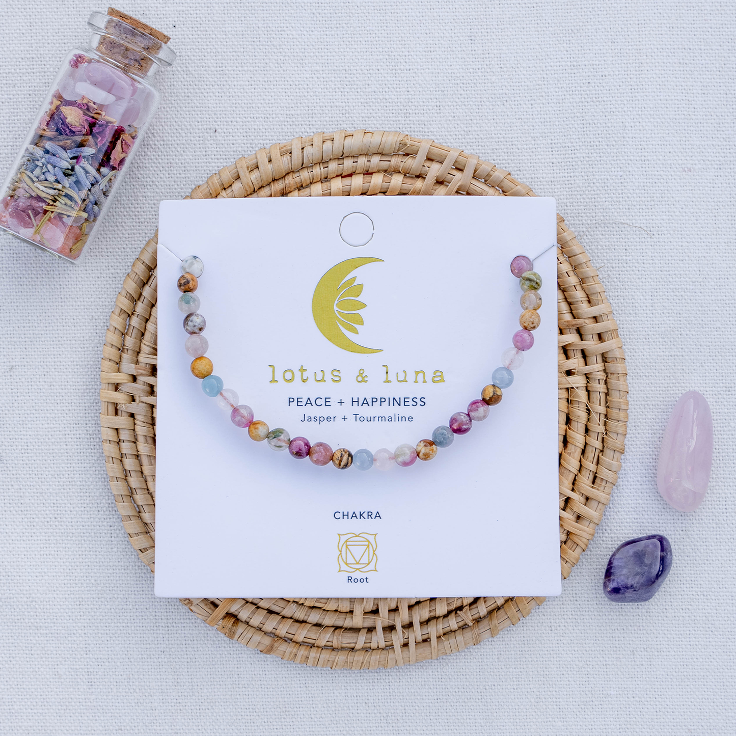 Peace + Happiness 4 mm Healing Necklace