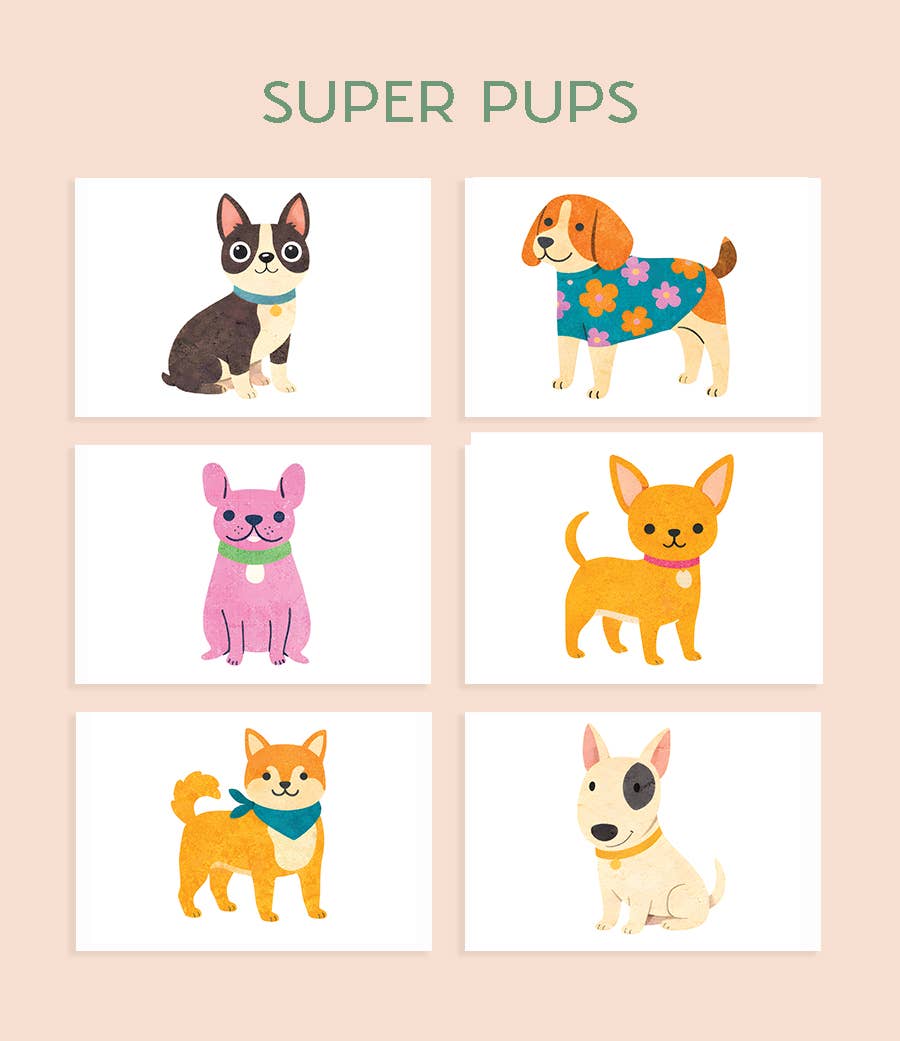 All in One Kids Watercolor Postcard Kit- Super Pups