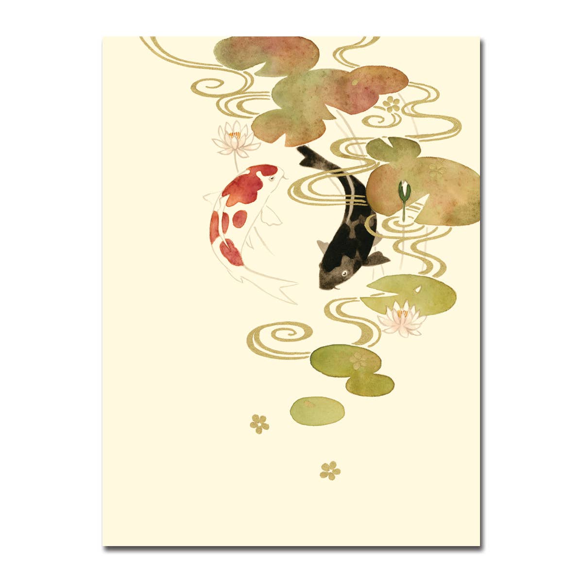 Two Koi Fish & Lilypad Foil Blank Card