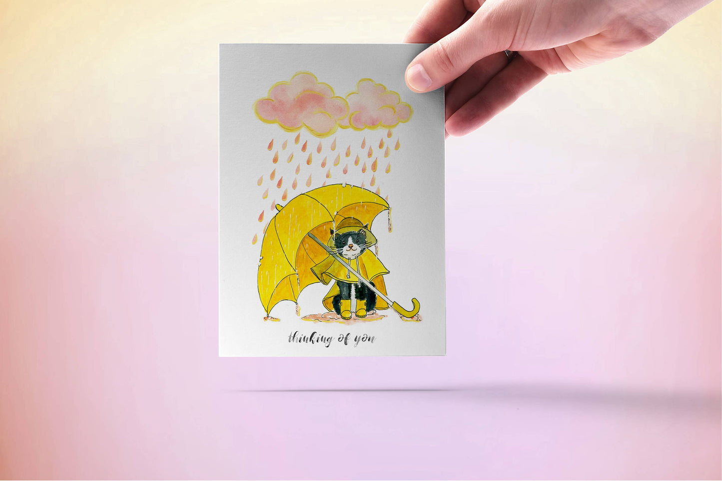 Silver Lining Cloud Cat - Sympathy Card