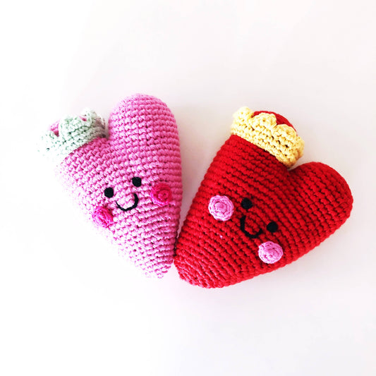 ❤️ Heart Rattle – Handmade Organic Cotton Crochet Baby Toy