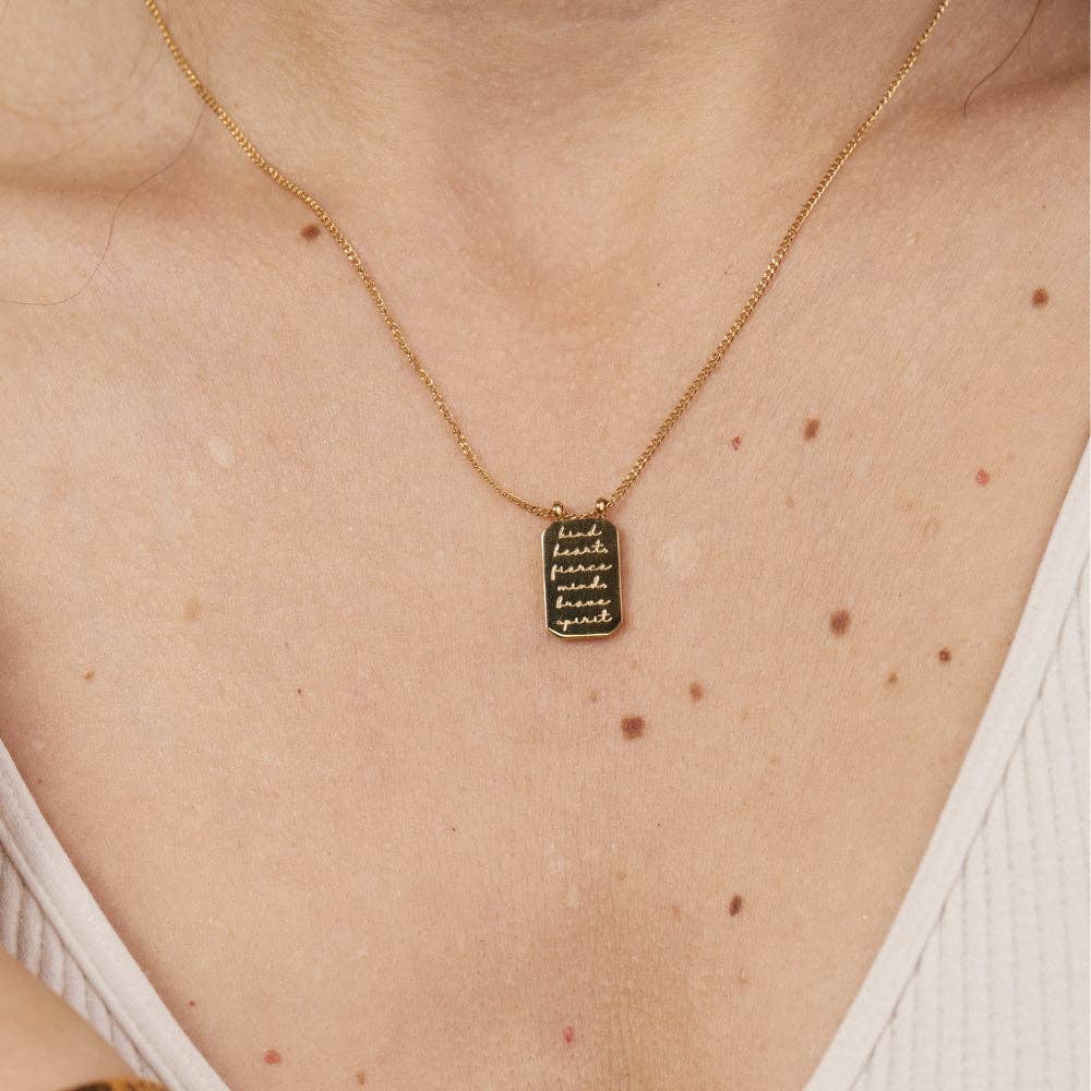Kind Heart, Fierce Mind, Brave Spirit - quote Necklace