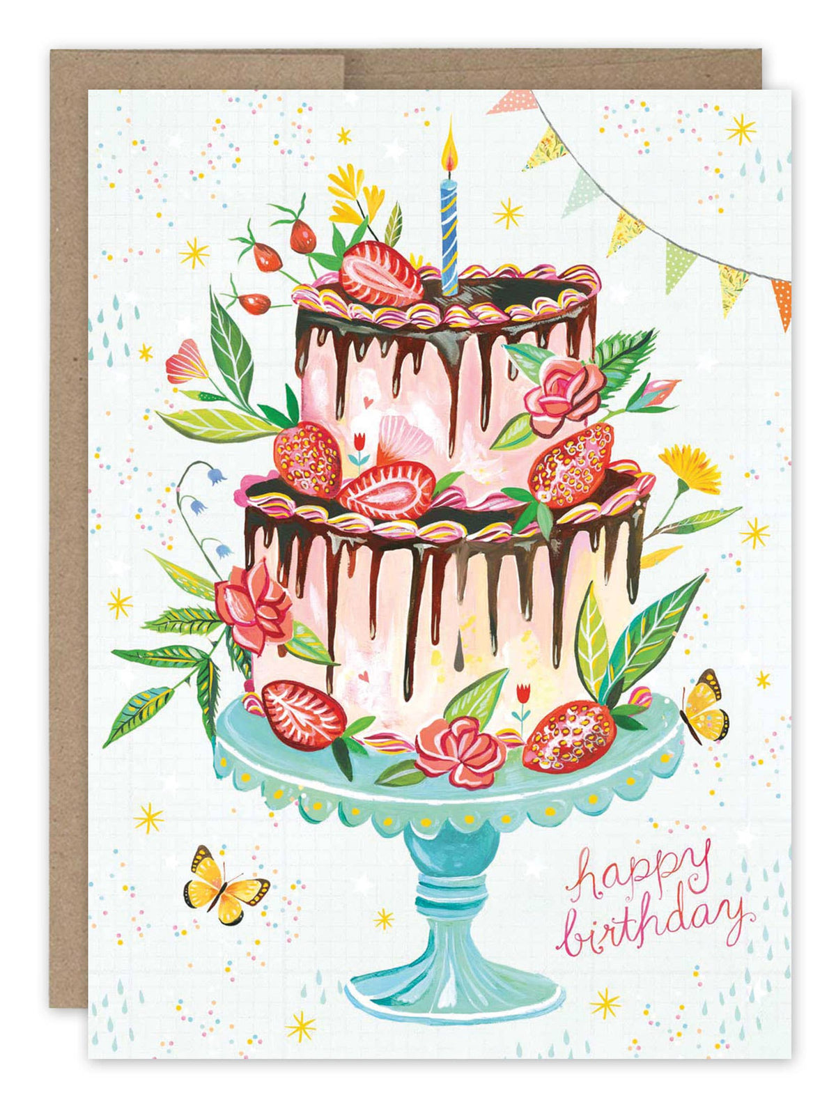 Strawberry Birthday Cake Card