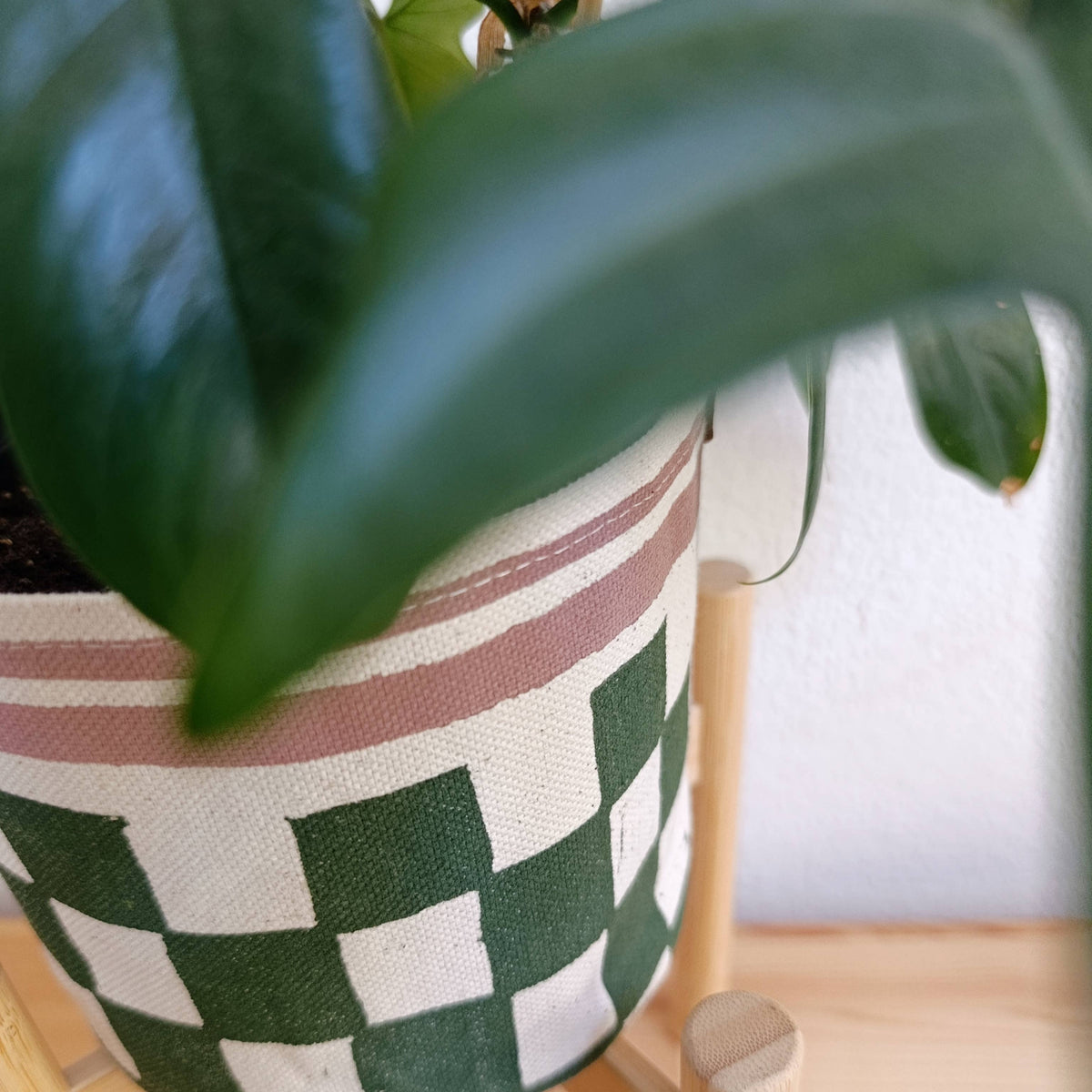Checkerboard Canvas Planter, Graphic Home Decor
