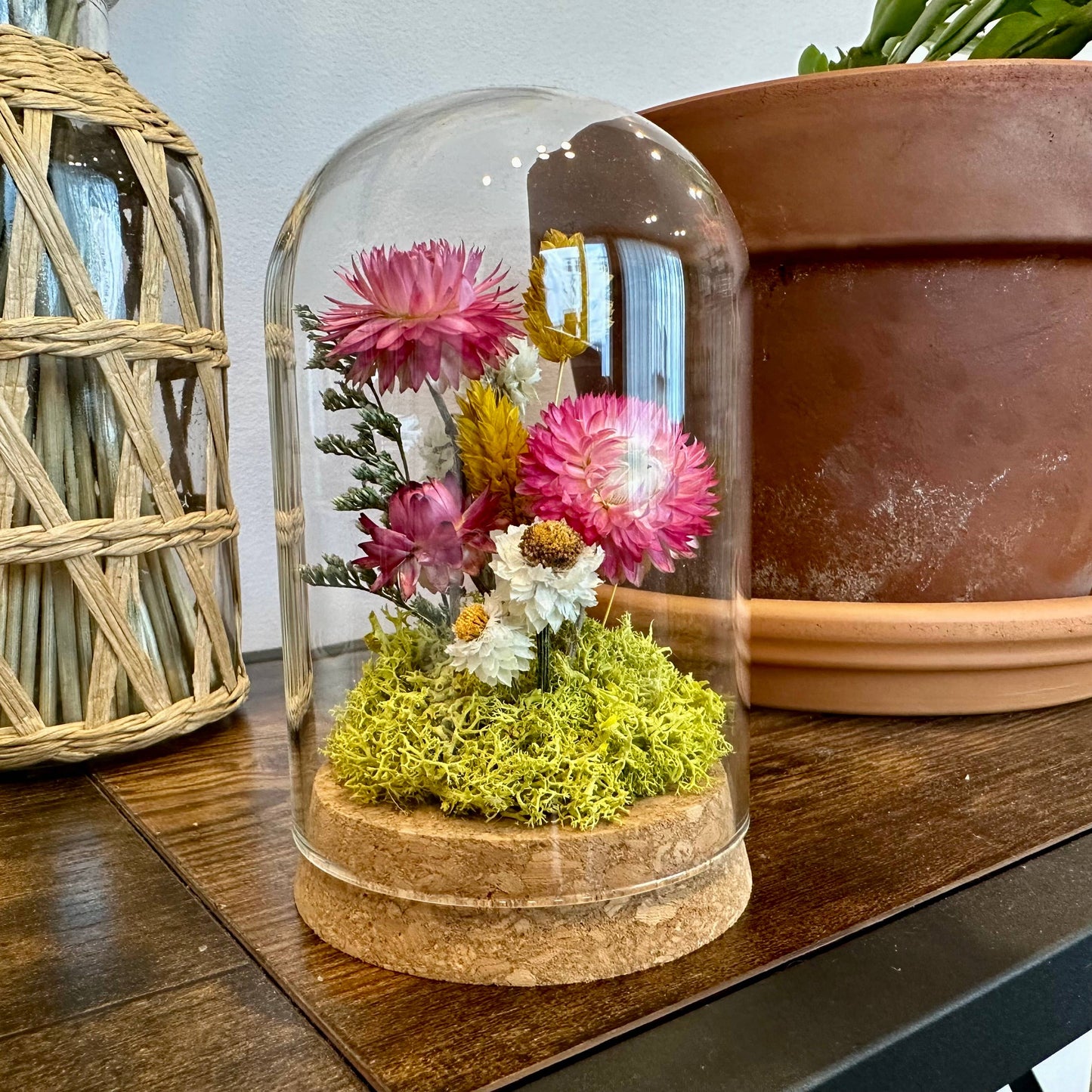 Sunblush Large Terrarium With Dried Florals and Moss