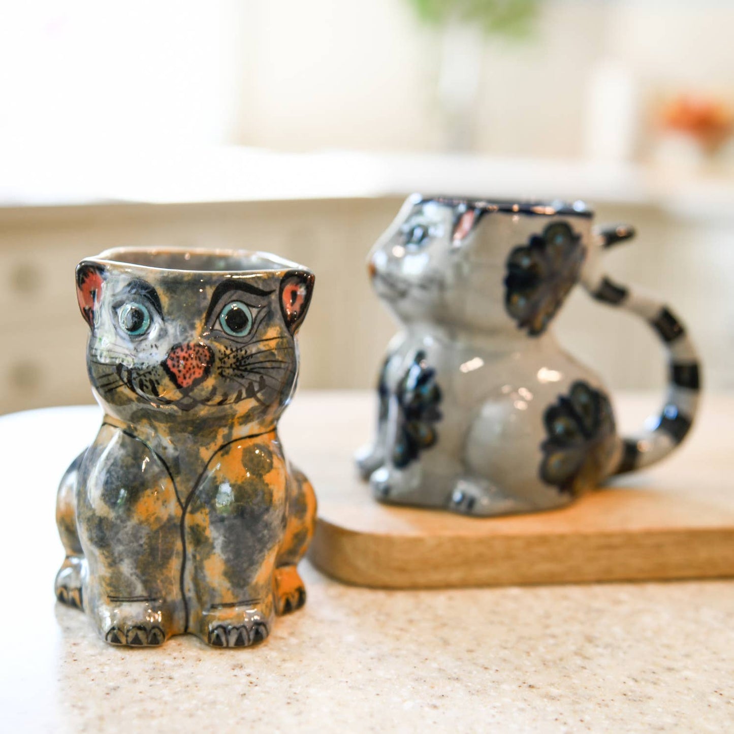 Hand-Painted Fair Trade Guatemalan Ceramic Cat Coffee Mug
