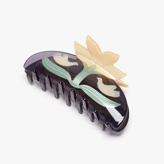Twin Doves Acetate White Lotus Women's Hair Claw Clip