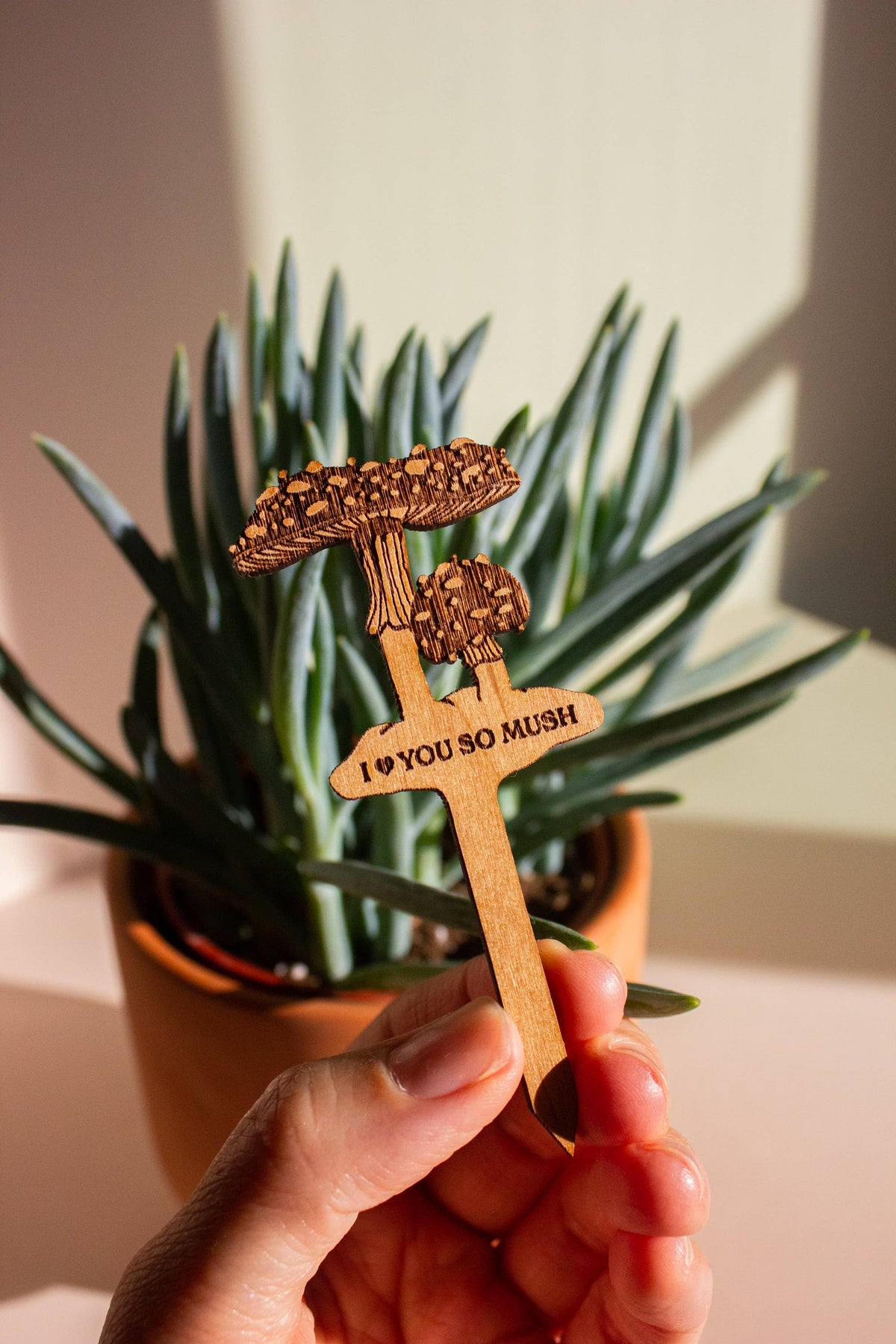 I Love You So Mush Mushrooms Wood Plant Pick