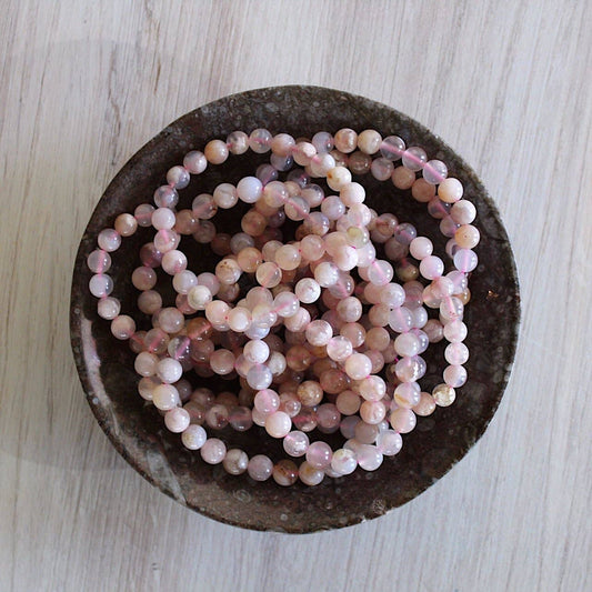 Flower Agate Bracelet 4mm/6mm/8mm - Crystals & Stones