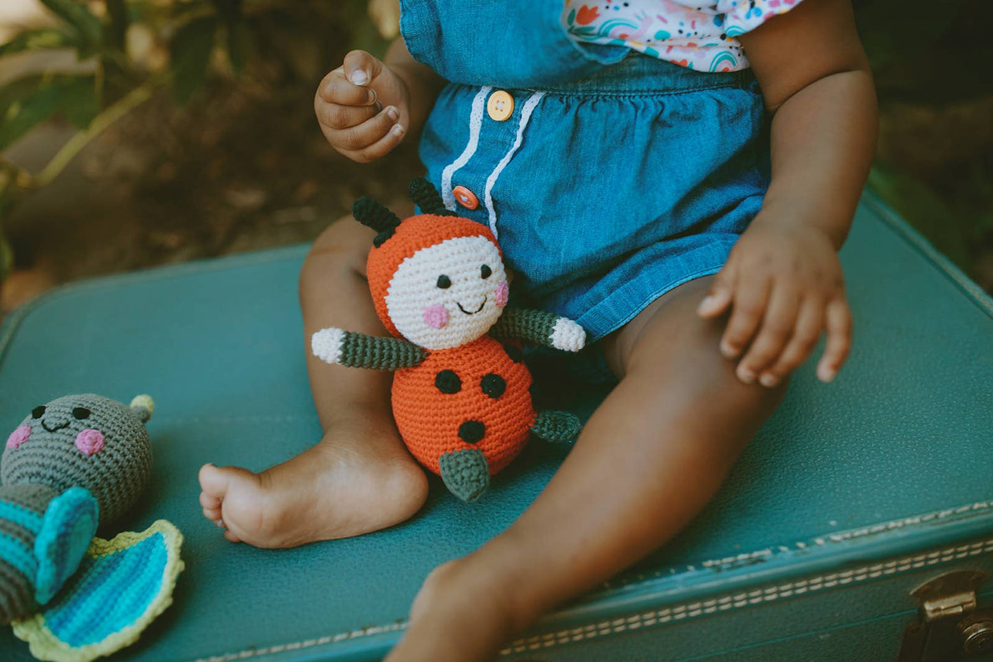 Handmade Red Lady Bird Rattle - Organic Cotton Baby Toy