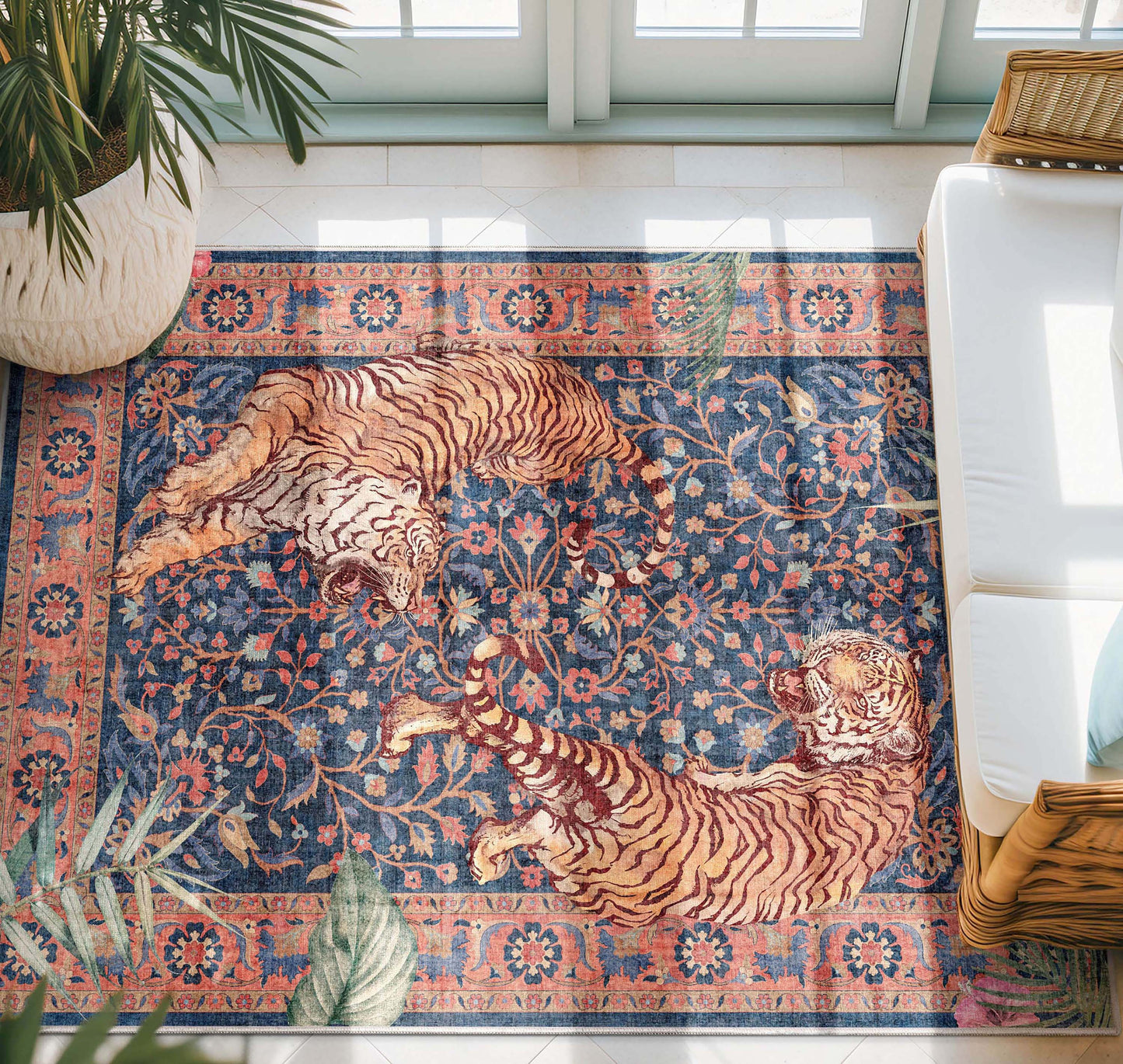 Apollo Botanical Floral Rug for Living Room, Dining Room, Bedroom and Kitchen