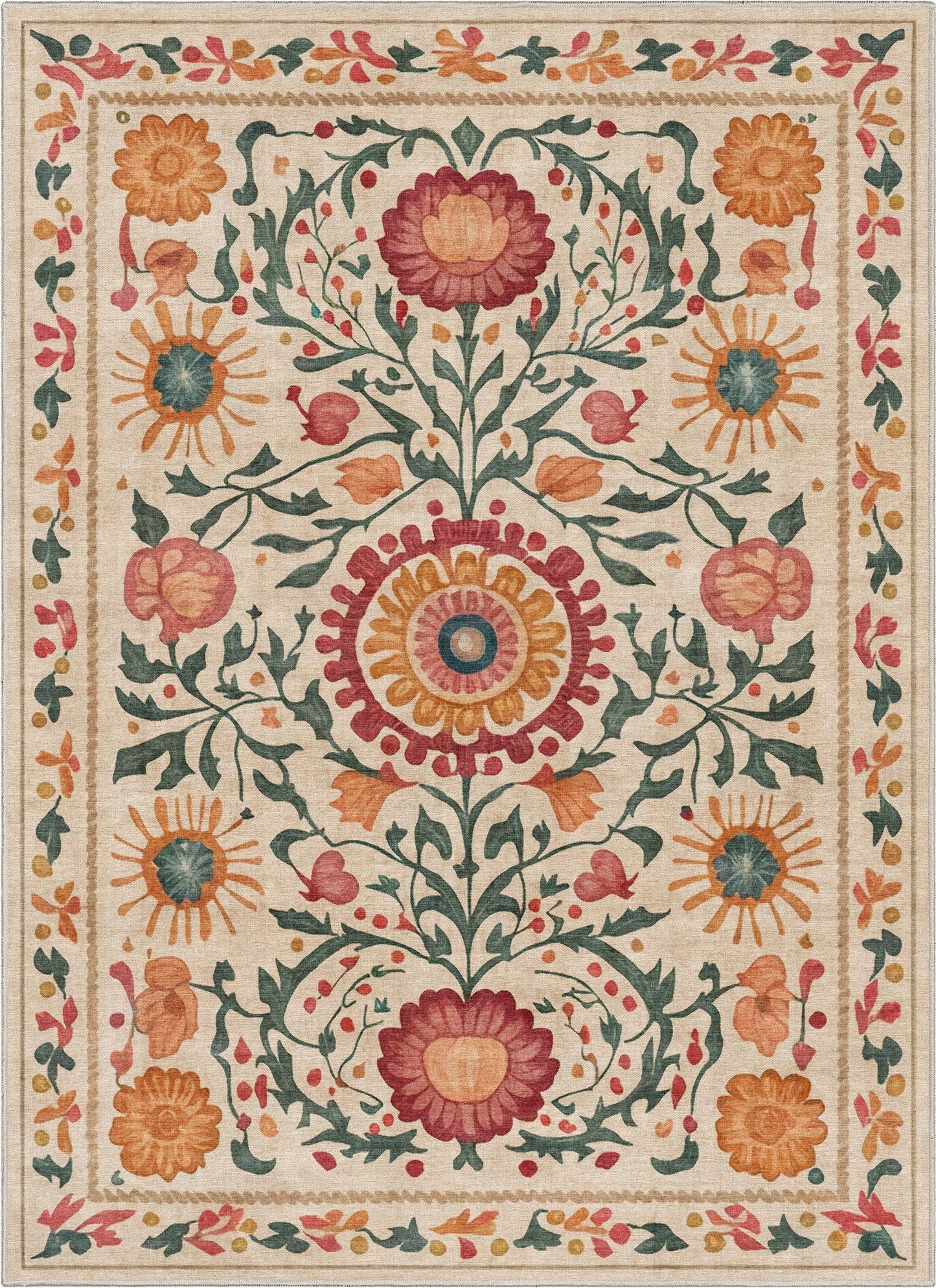 Apollo Botanical Floral Rug for Living Room, Dining Room, Bedroom and Kitchen