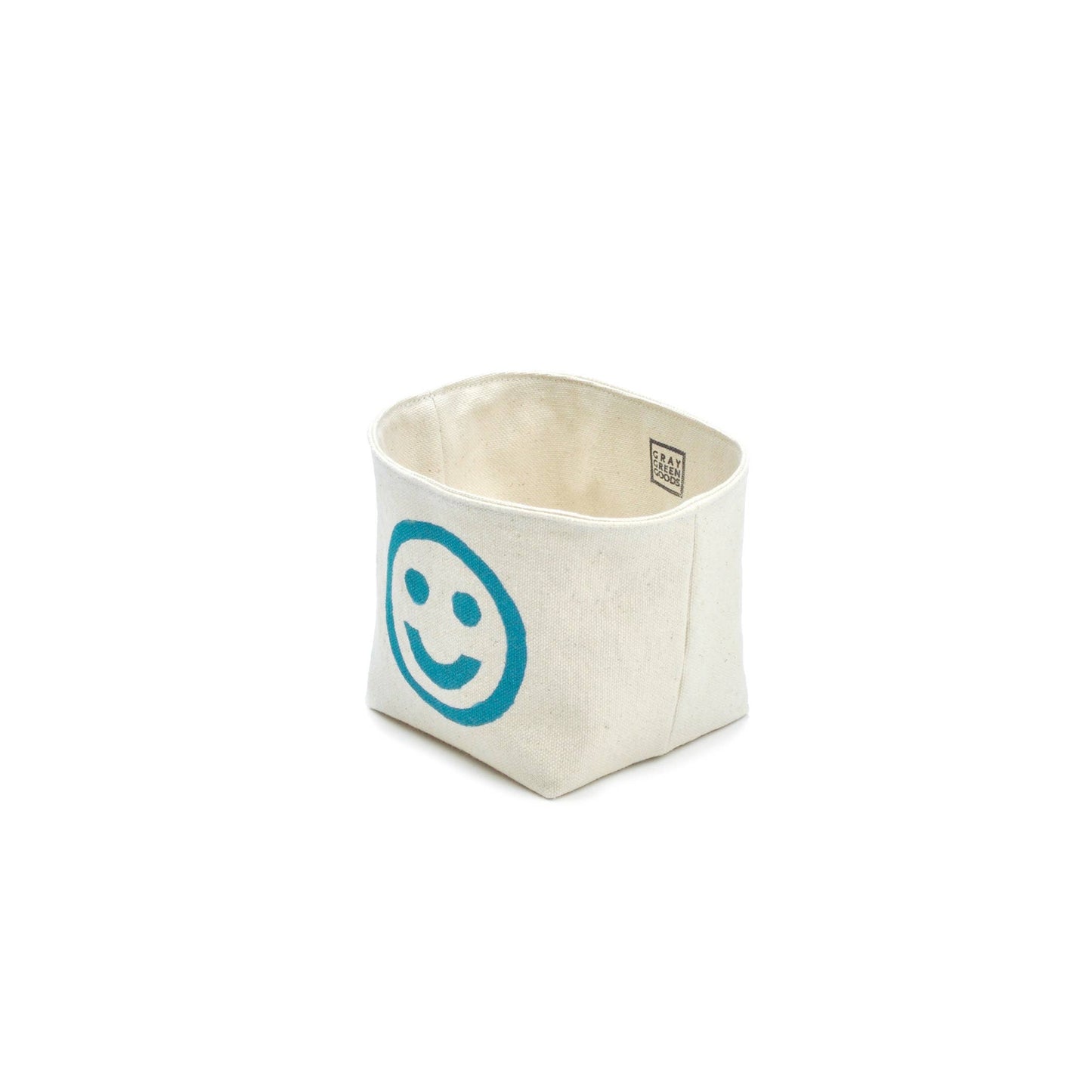 Smiley Face Blockprint Canvas Planter—4"