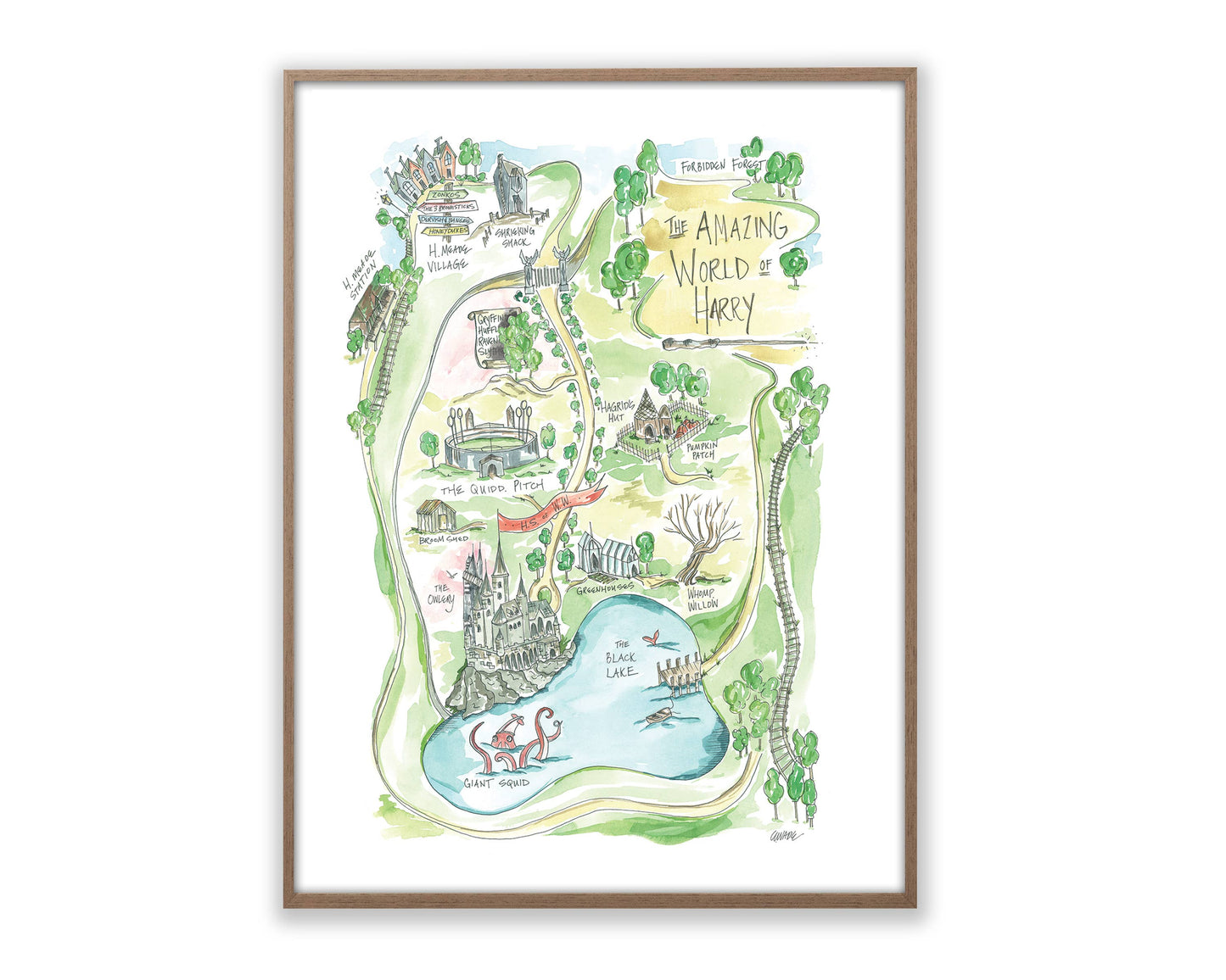 Harry’s Amazing World Watercolor Story Map Art Print