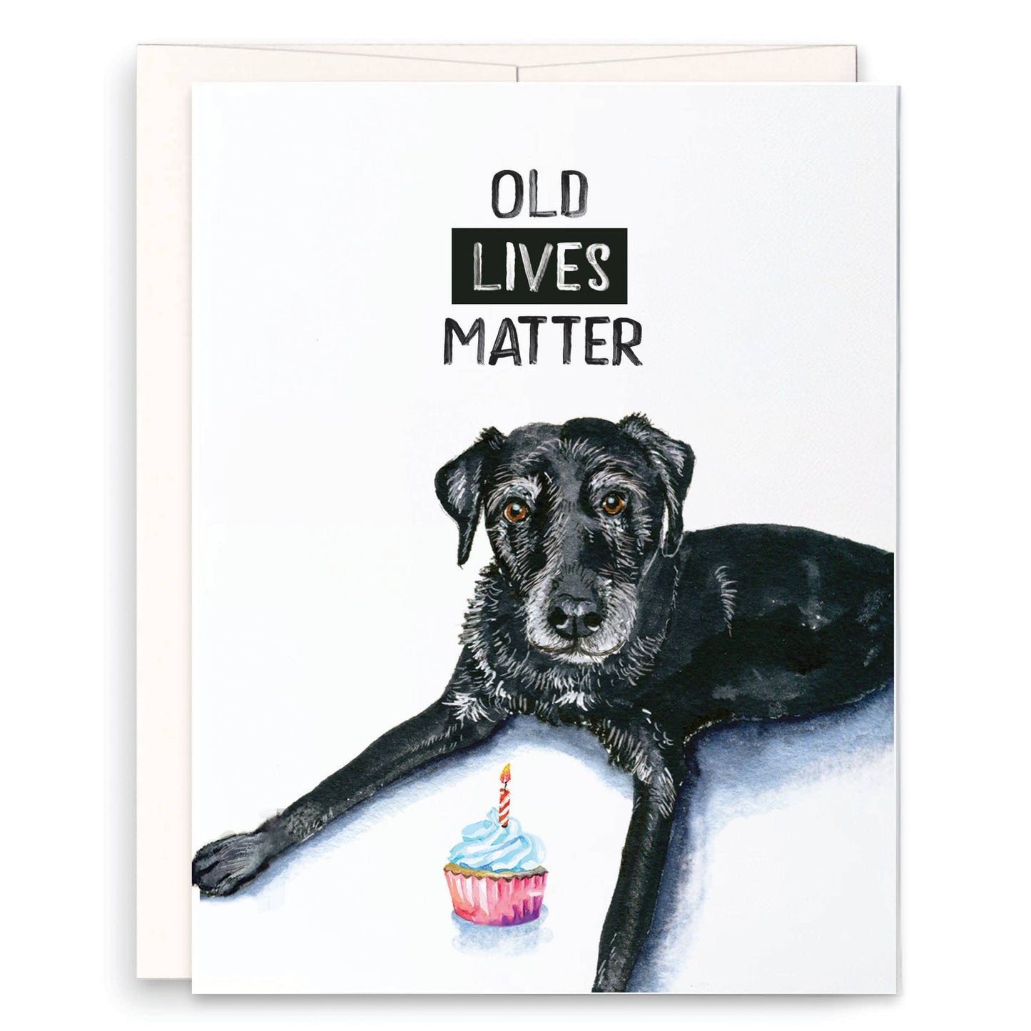 Old Live Matter Senior Black Lab Dog Birthday Card