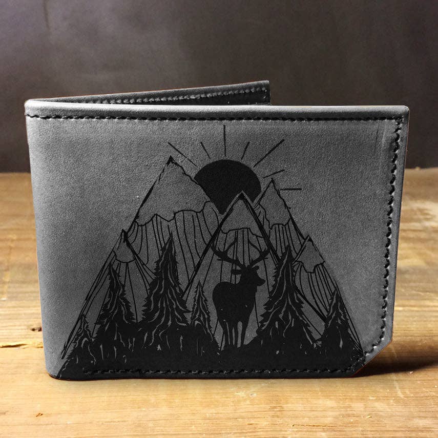 Mountain Nature Scene - Printmaker Leather Wallet