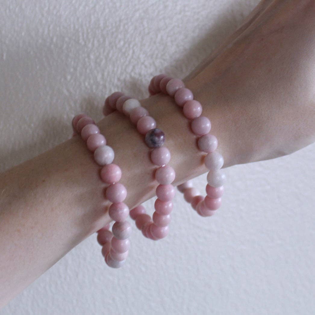 Pink Opal Bracelet 8mm or 6mm - Crystals & Stones