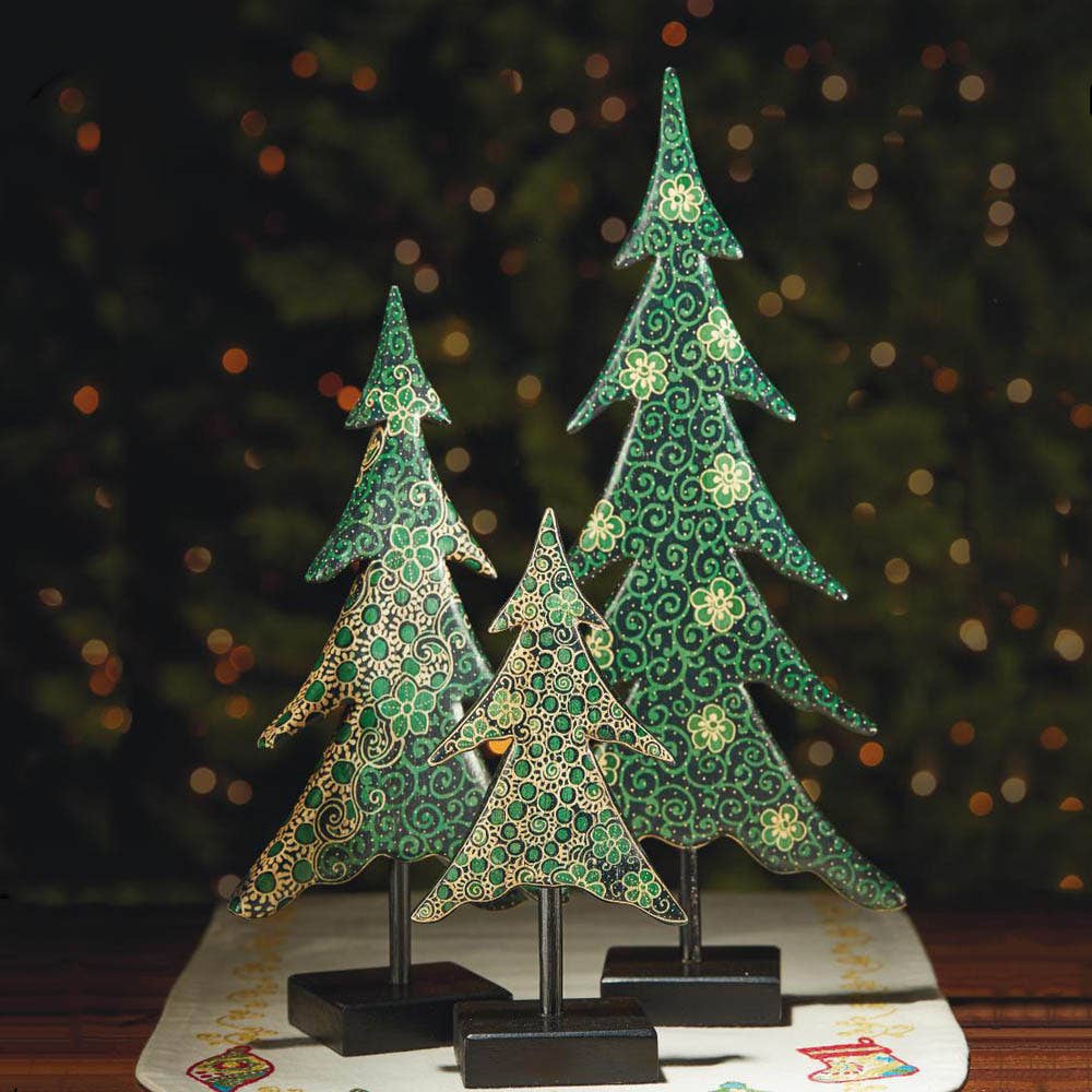 Batik Christmas Trees Set