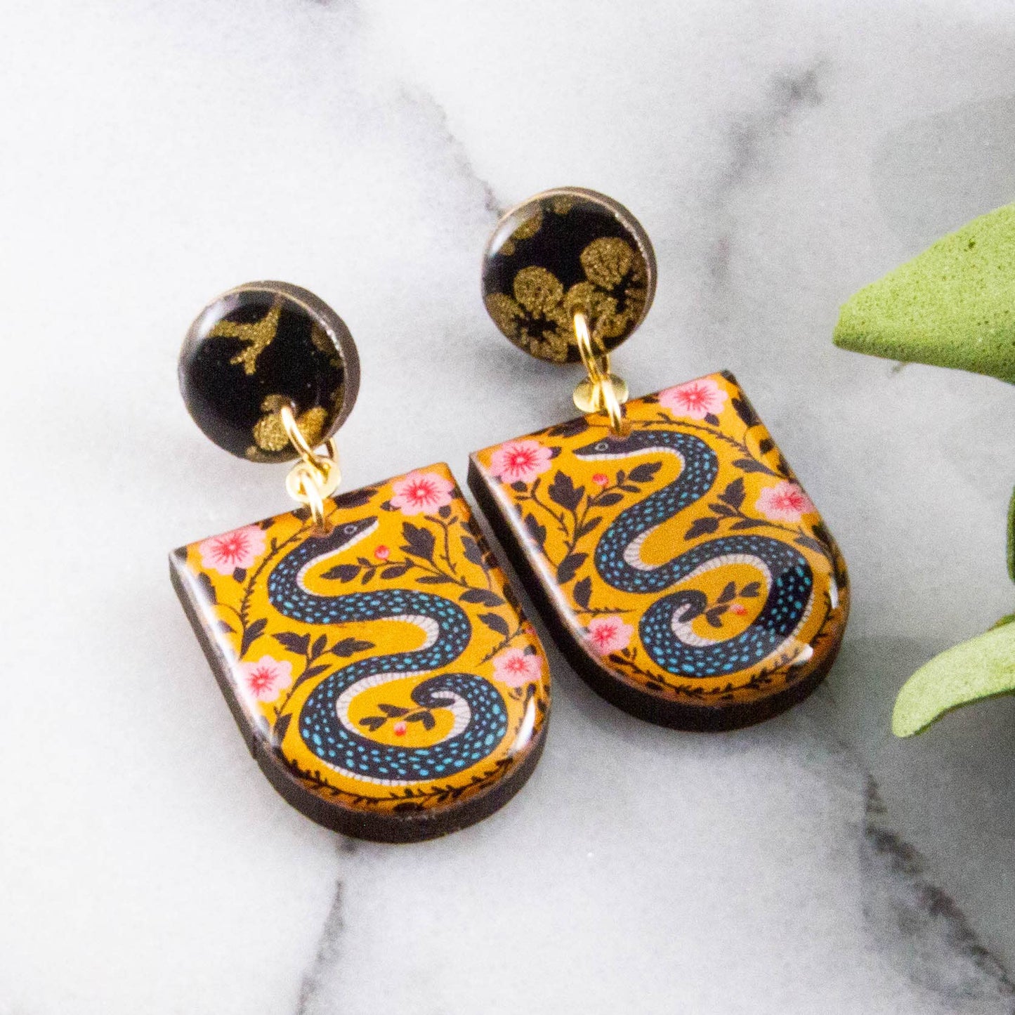 Retro Snakes Drop Post Earrings