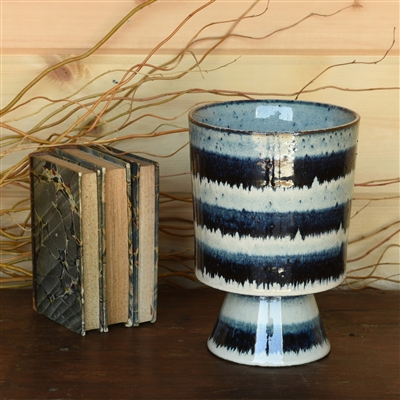 Toku Chalice, Ceramic - Indigo Stripe