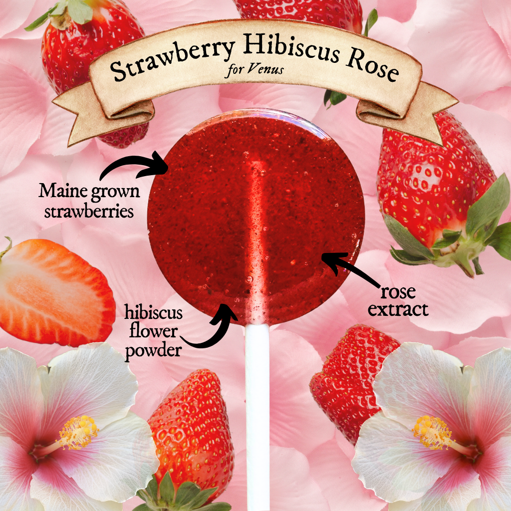 Plants & Planets Lollipops - Strawberry Hibiscus Rose- Venus
