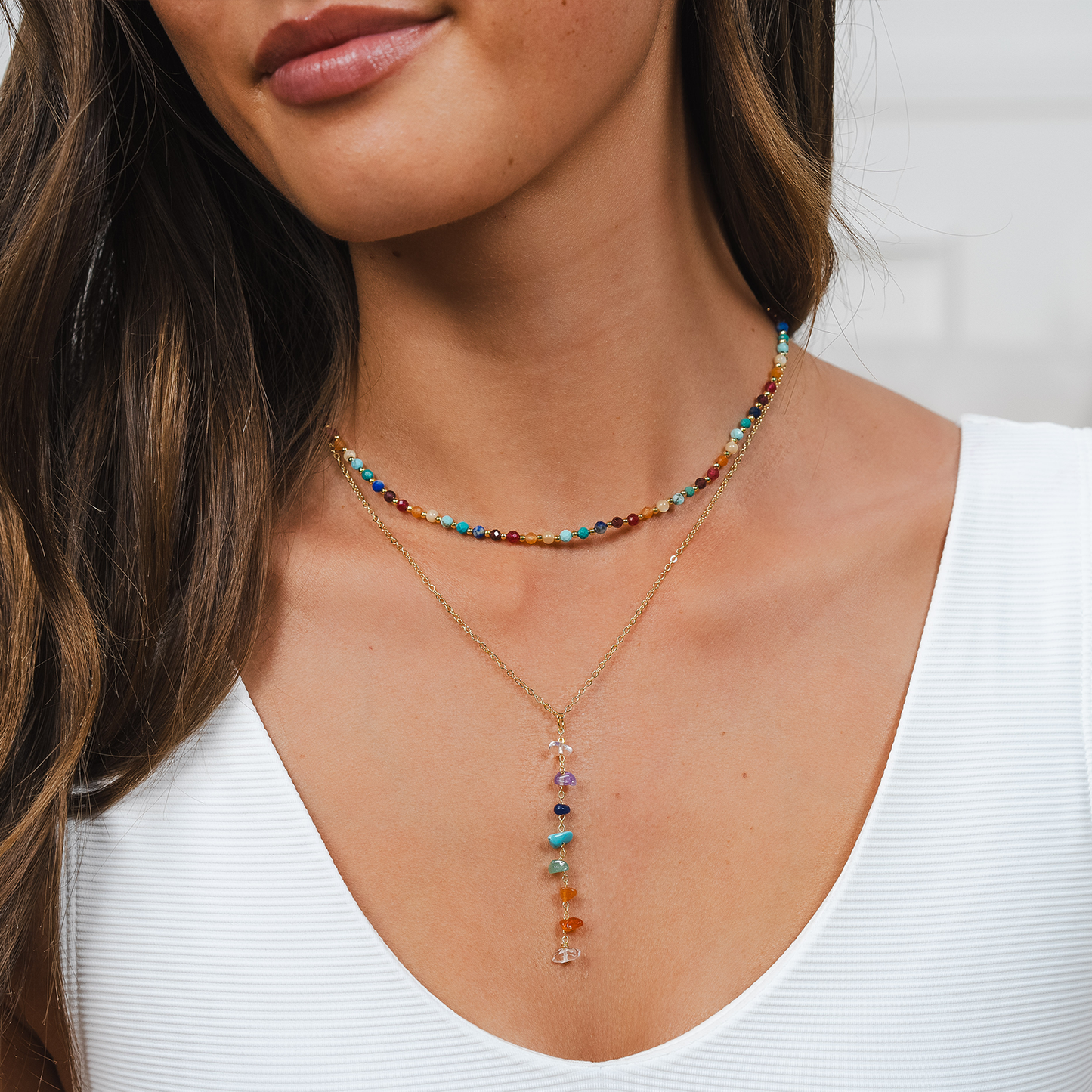 7 Chakras Healing Necklace (Gold)