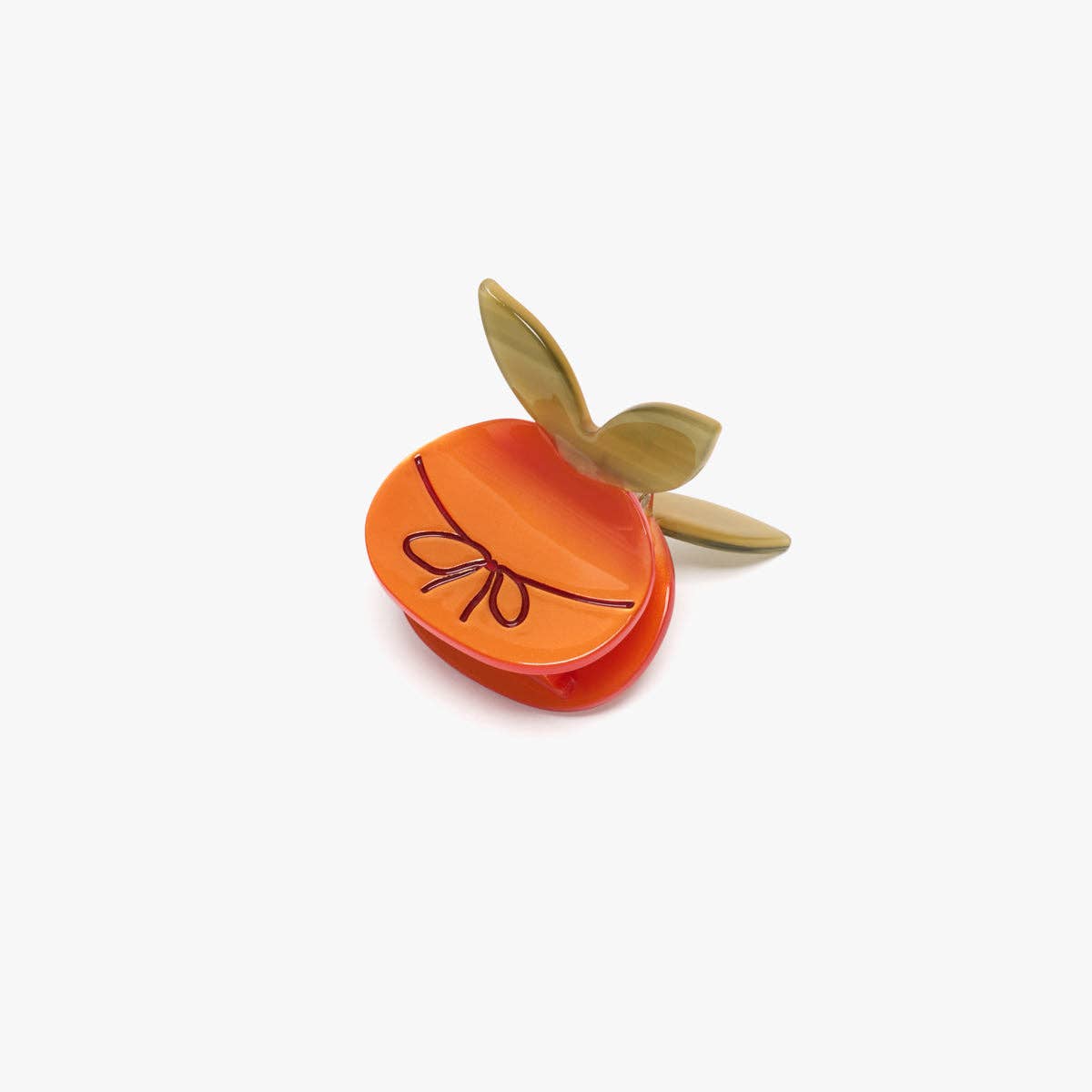 Mandarin Orange With Bow Mini Hair Claw Clip Accessory