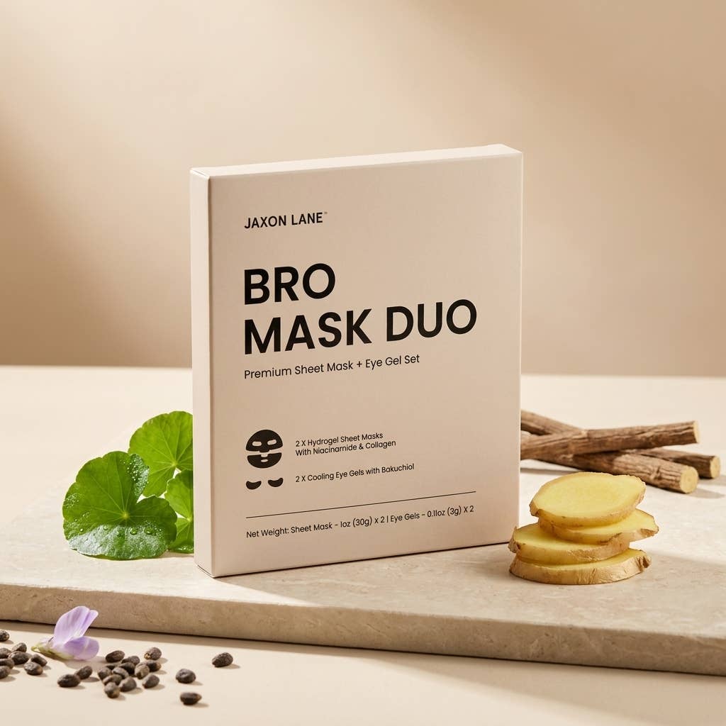 Face Mask & Eye Gel Set for Men - Bro Mask Duo, Hydrogel