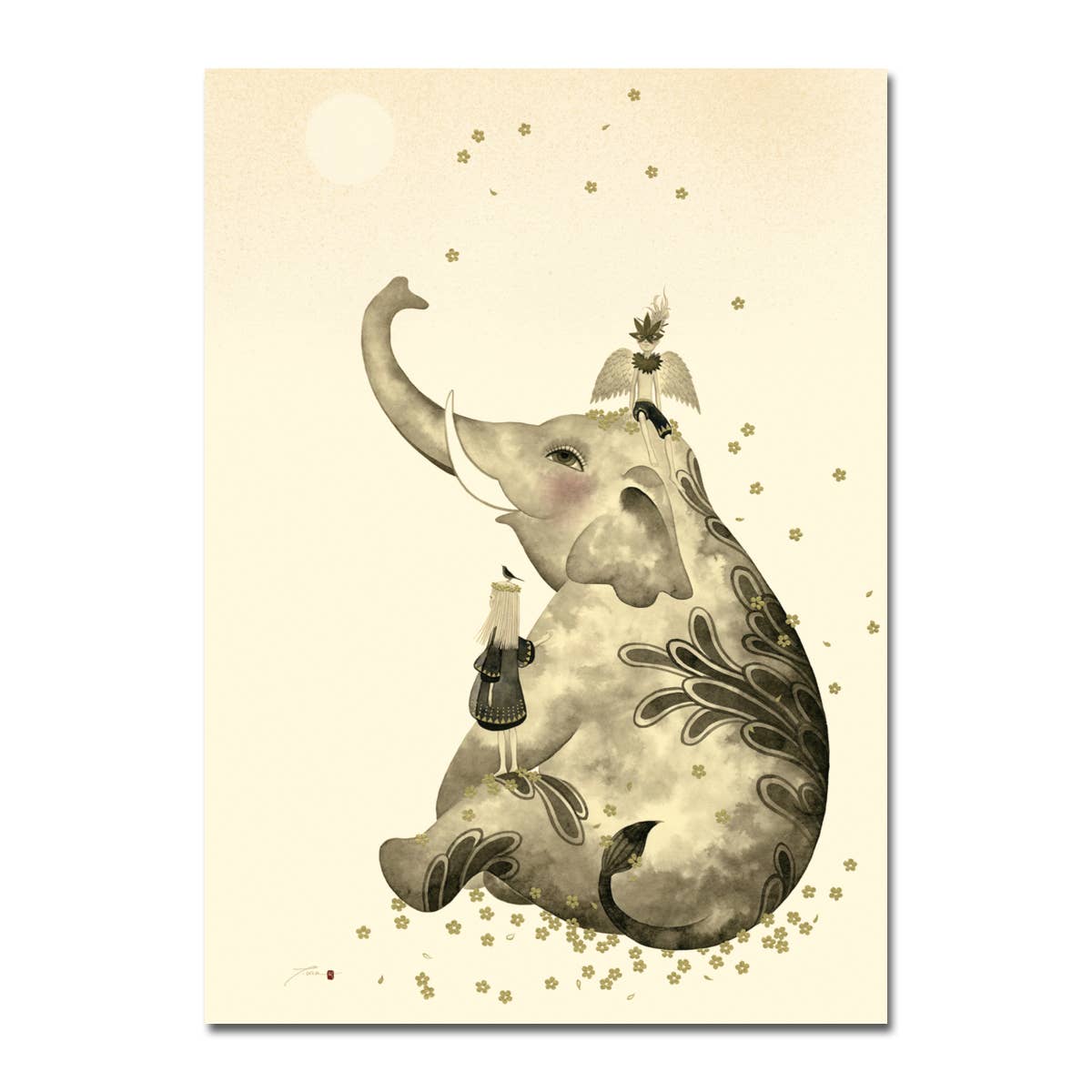 Elephant Children Foil Blank Card