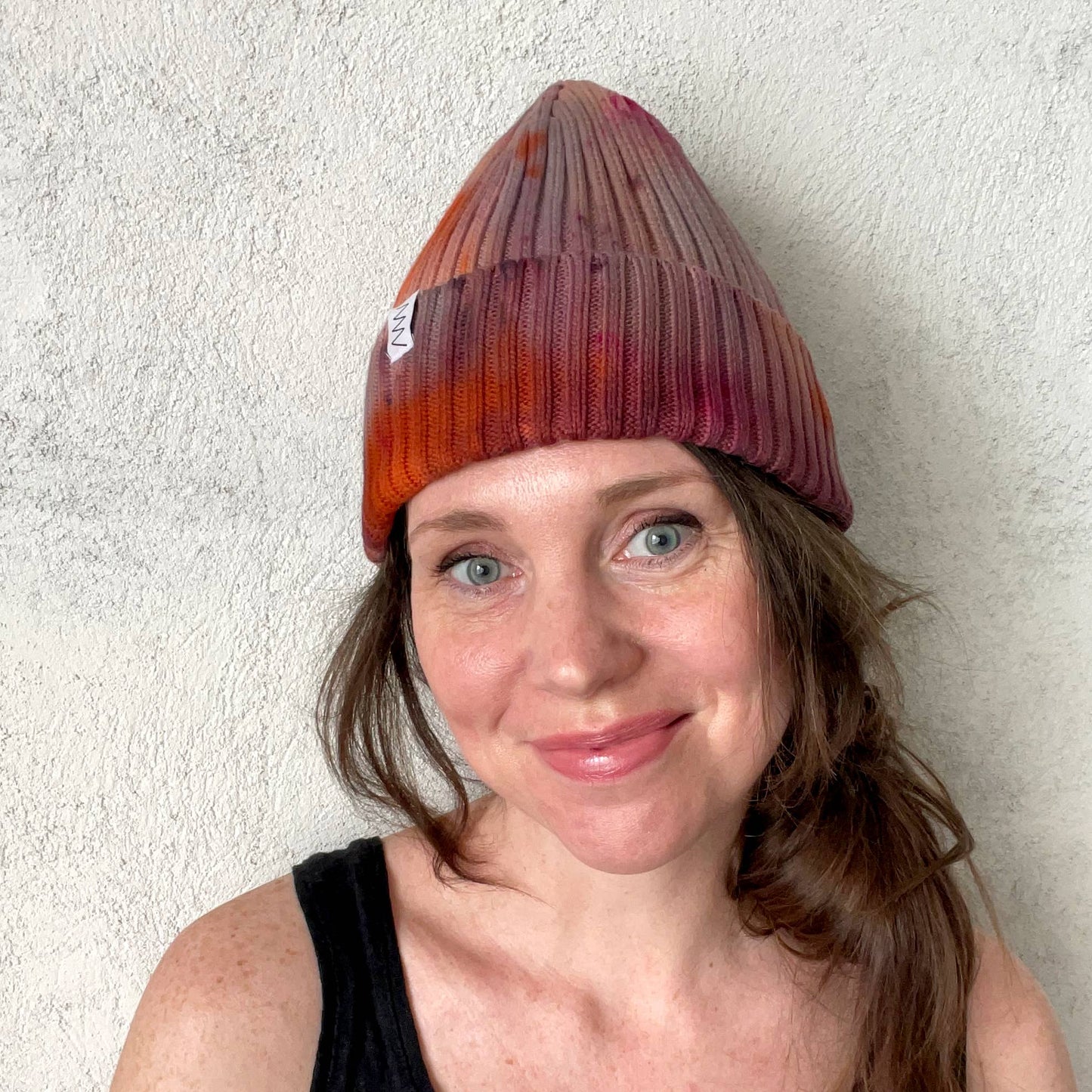 Brunette Hand-dyed Beanie Hat