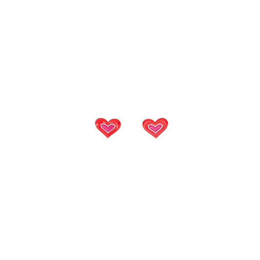 Double Heart Enamel Post Stud Earring Children’s