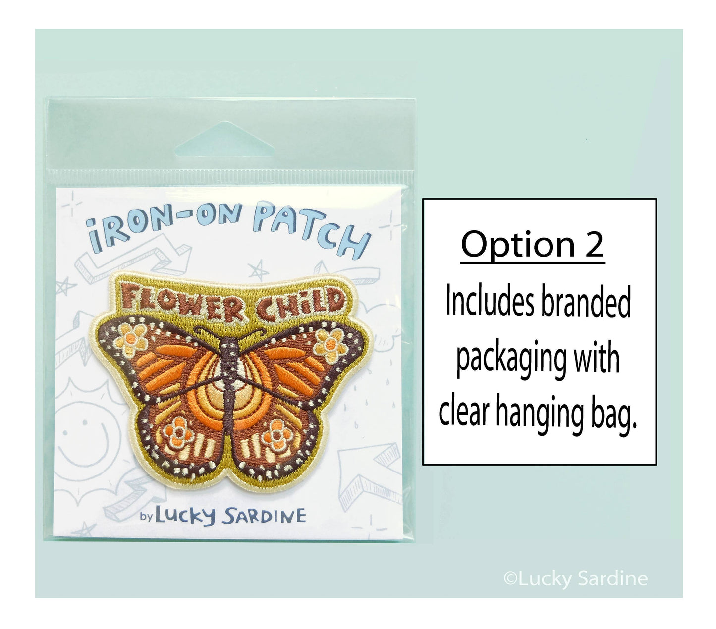 Flower Child Monarch Butterfly, Hippie Embroidered Patch