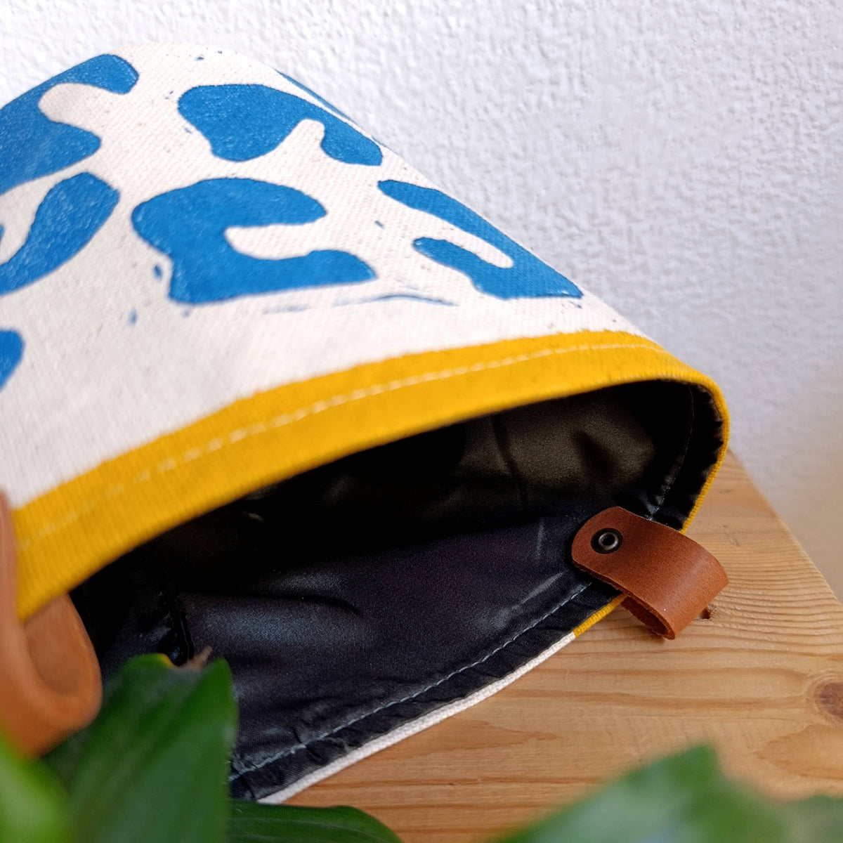 Blue Abstract Plant Pot Cover, Canvas Planter Basket