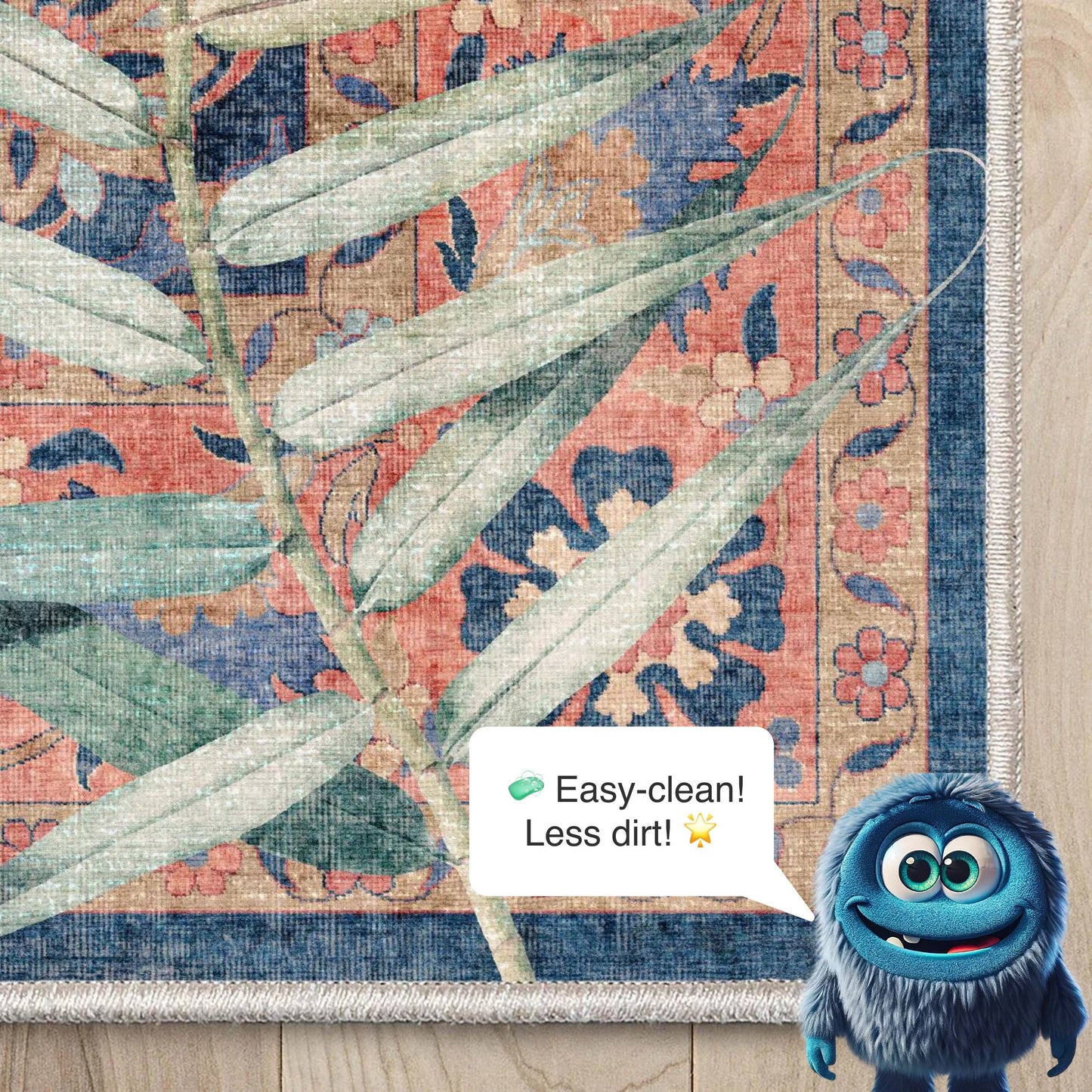 Apollo Botanical Floral Rug for Living Room, Dining Room, Bedroom and Kitchen