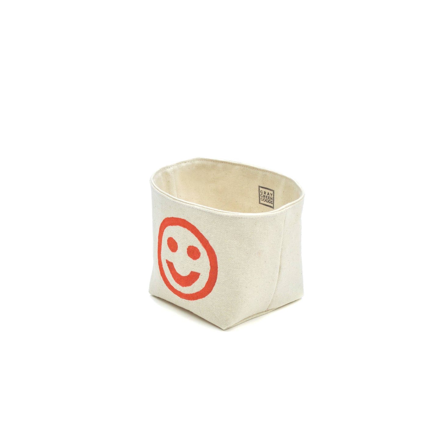 Smiley Face Blockprint Canvas Planter—4"