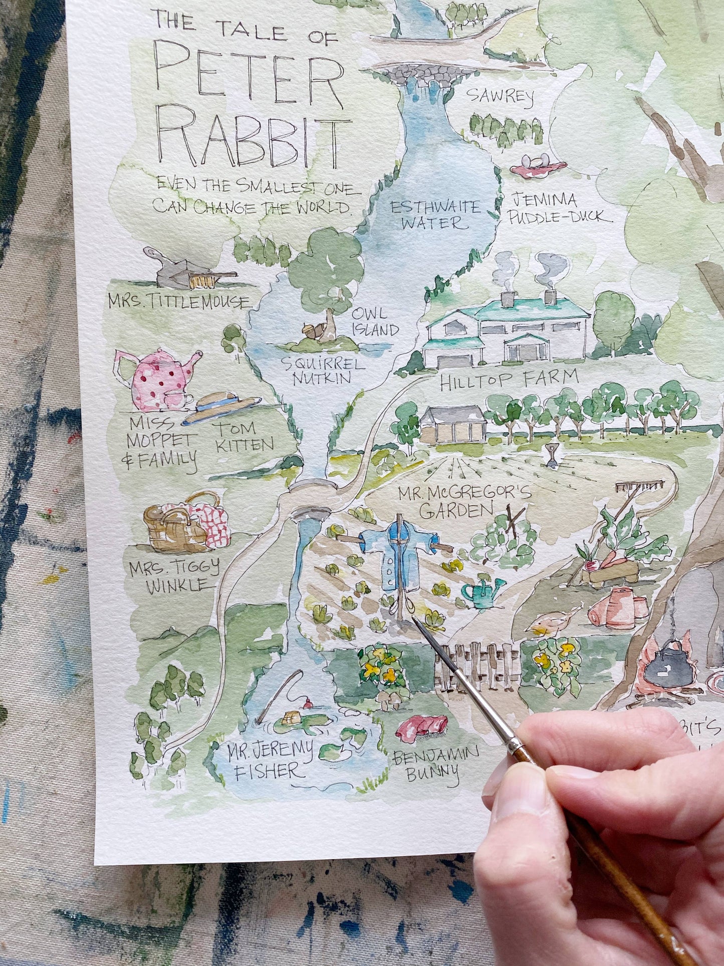 Peter Rabbit Watercolor Story Map Art Print
