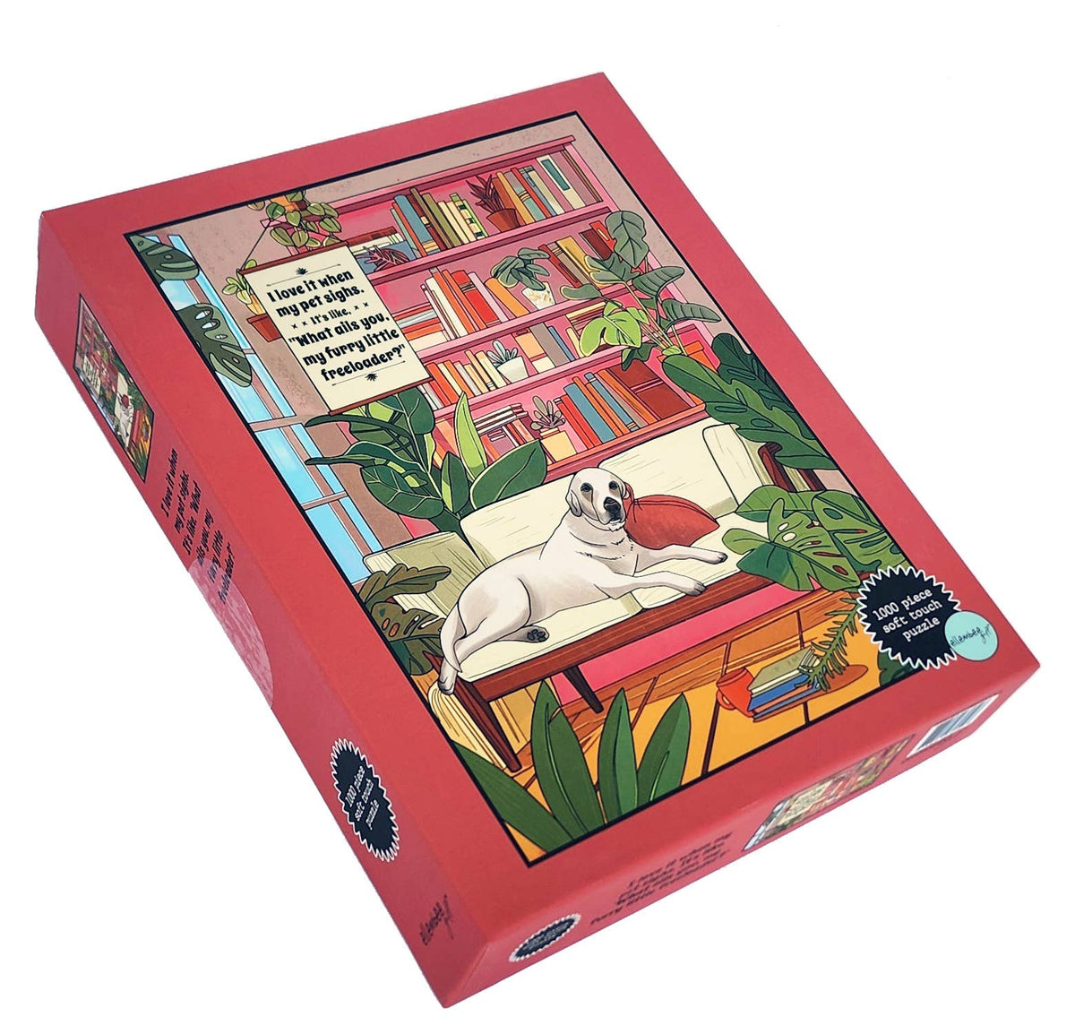 Jigsaw Puzzle w/ Poster - "Pet Sighs…Furry Freeloader" - Dog