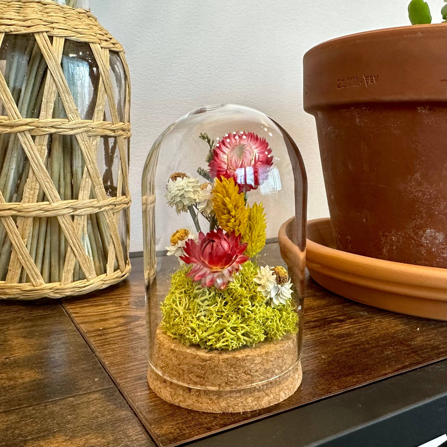 Sunblush Large Terrarium With Dried Florals and Moss