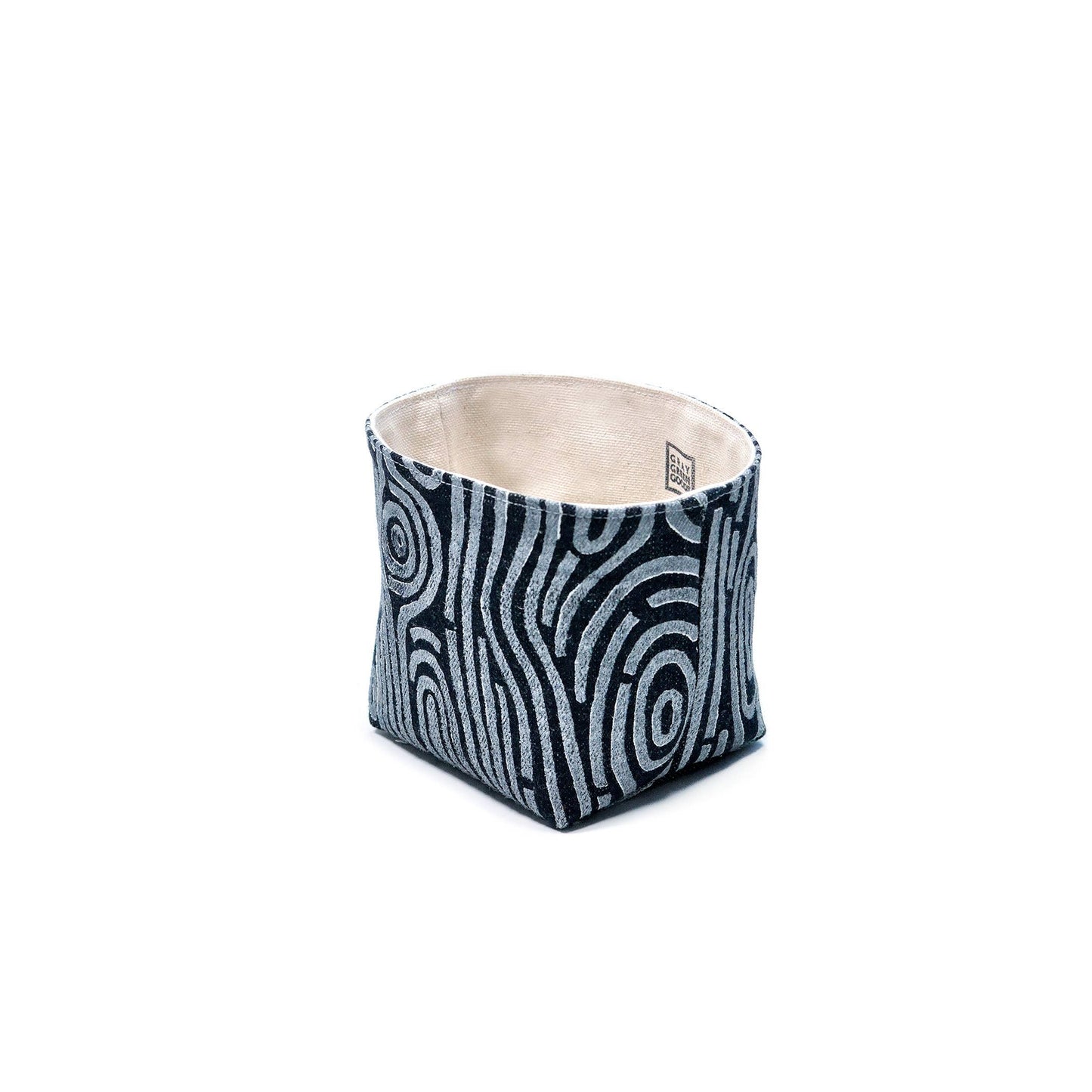 Woodgrain Blockprint Fabric Planter—4"