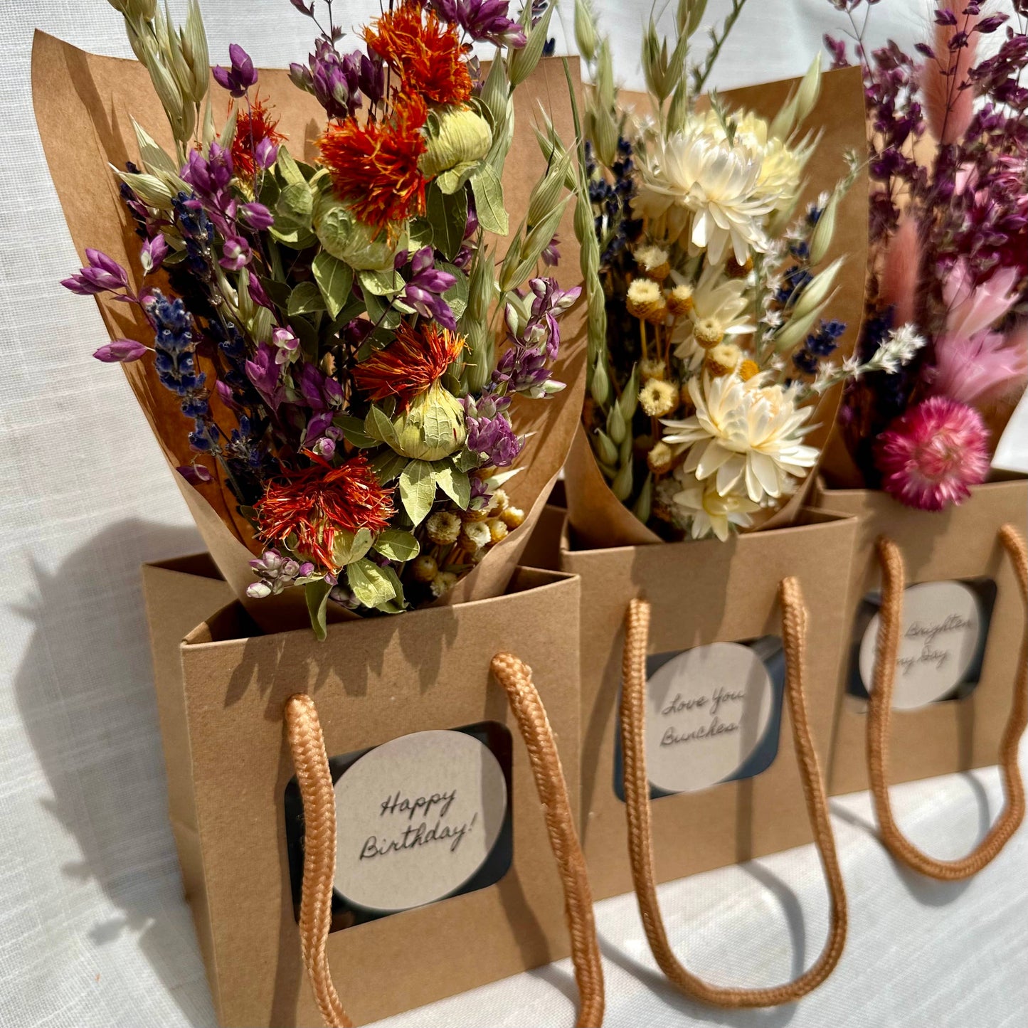 Dried Flower Mix Bouquet Bag With Gift Message