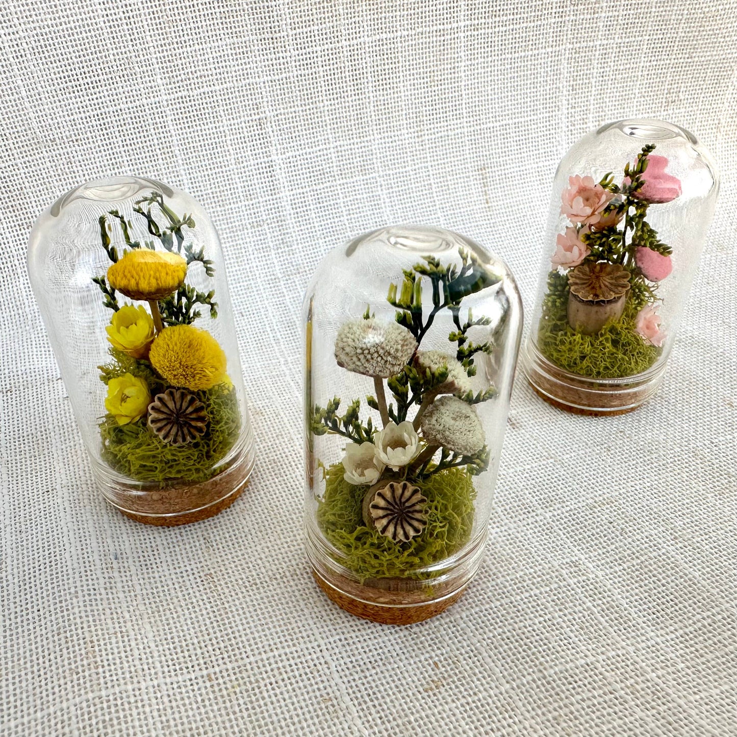 Flower Forest Mix Mini Cloche Terrarium w. Dried Florals