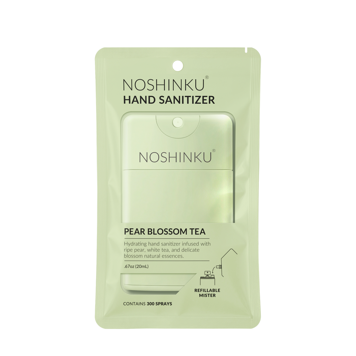 Refillable Pear Blossom Tea Hydrating Pocket Hand Sanitizer