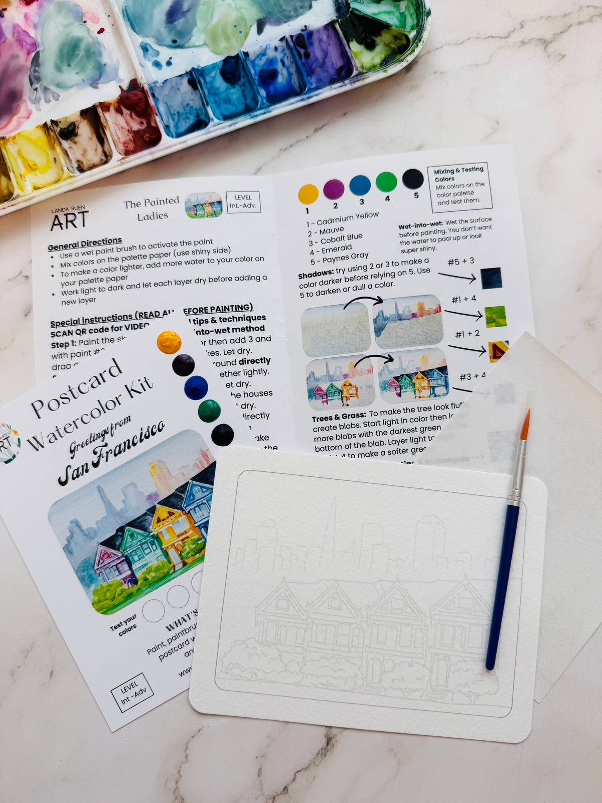San Francisco Painted Ladies Watercolor Postcard Kit