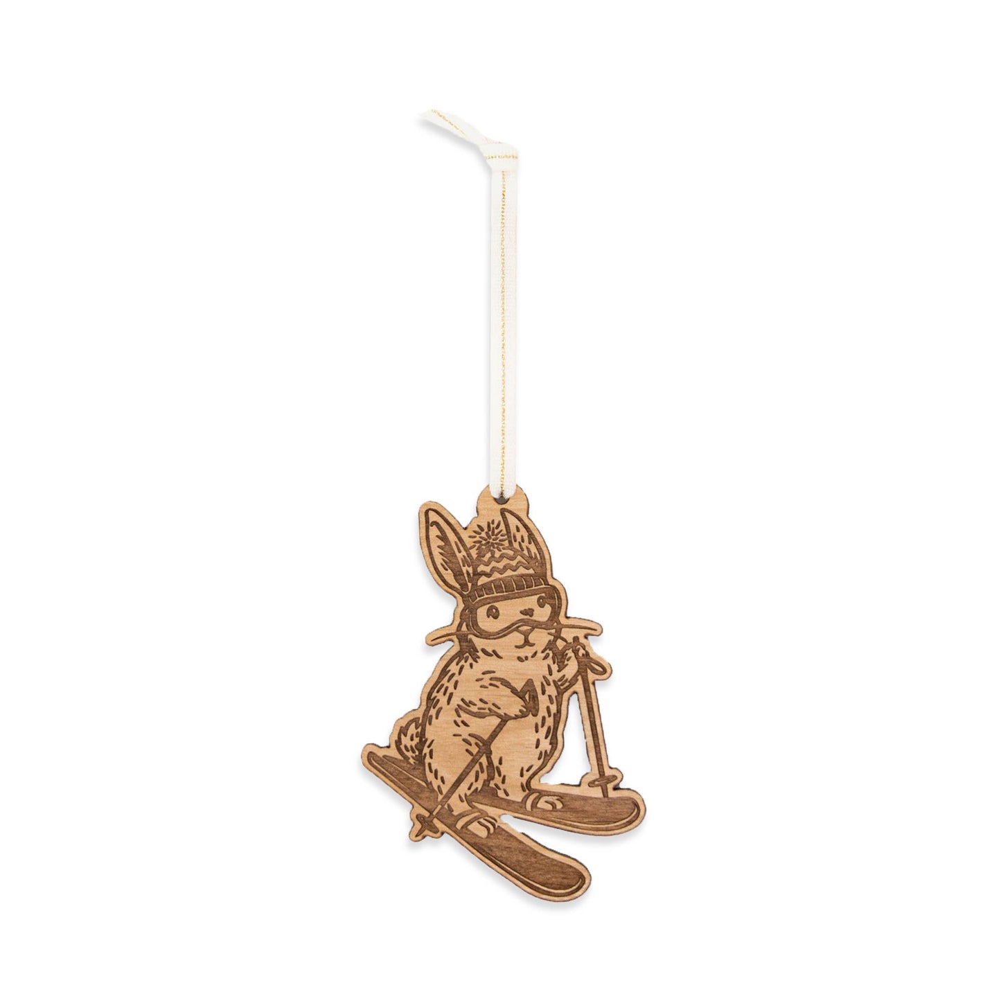 Ski Bunny Wood Ornament