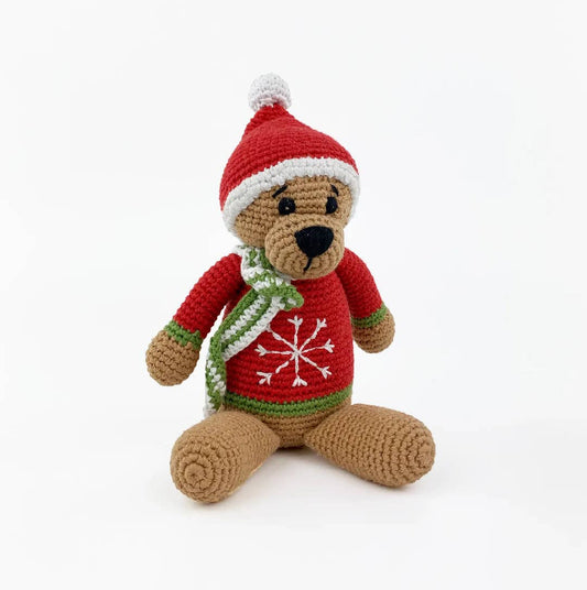 Christmas Teddy Bear – Handmade Organic Cotton Holiday Plush