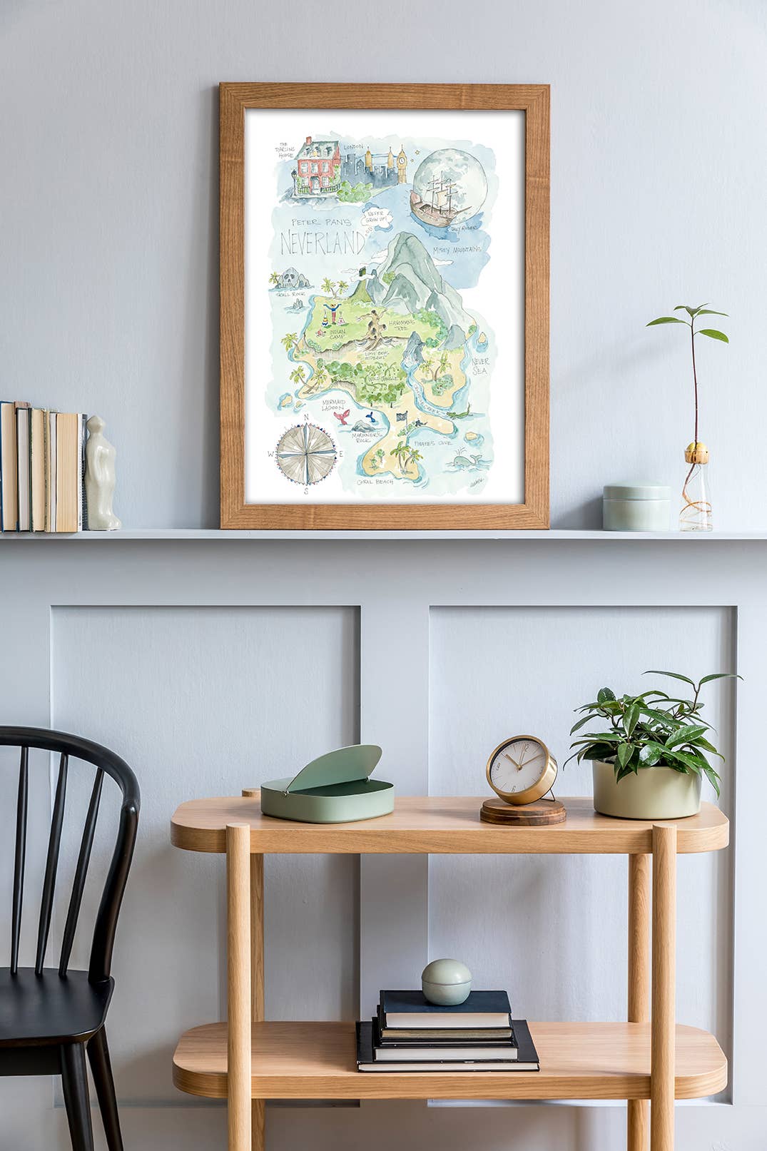 Peter Pan's Neverland Watercolor Story Map Print