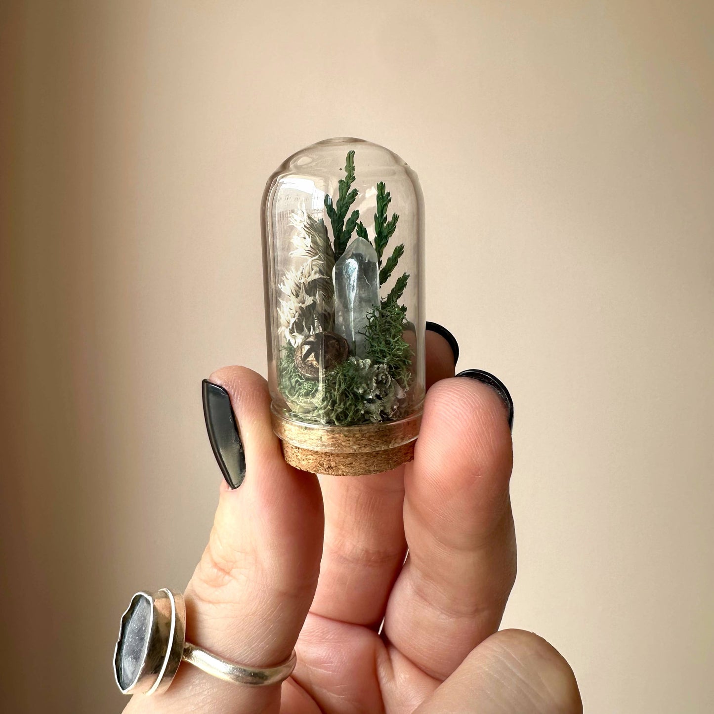Moonlight Mini Crystal Fairy Terrarium Floral Glass Cloche