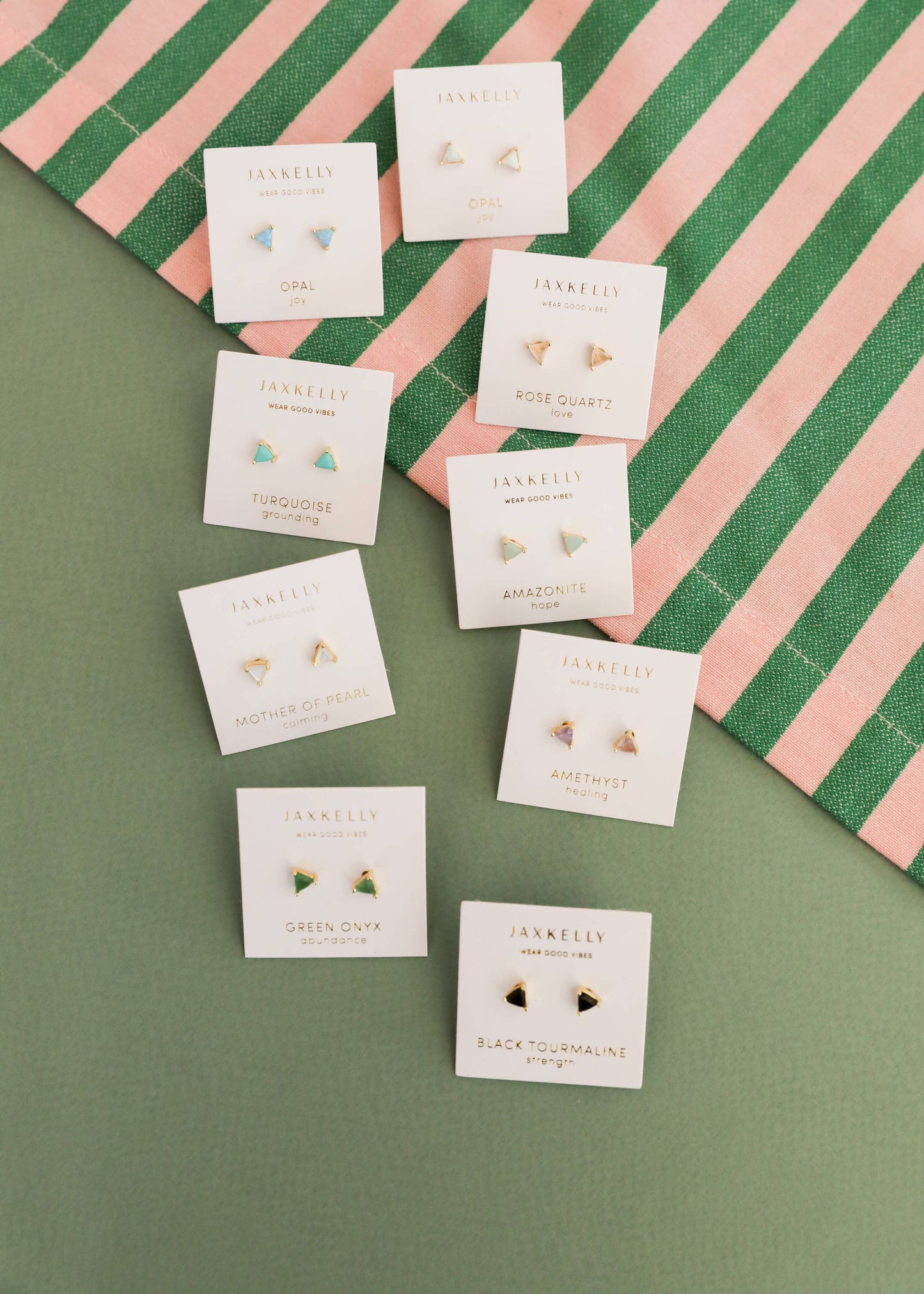 Mini Energy Gem - Mother of Pearl - Gold Earrings