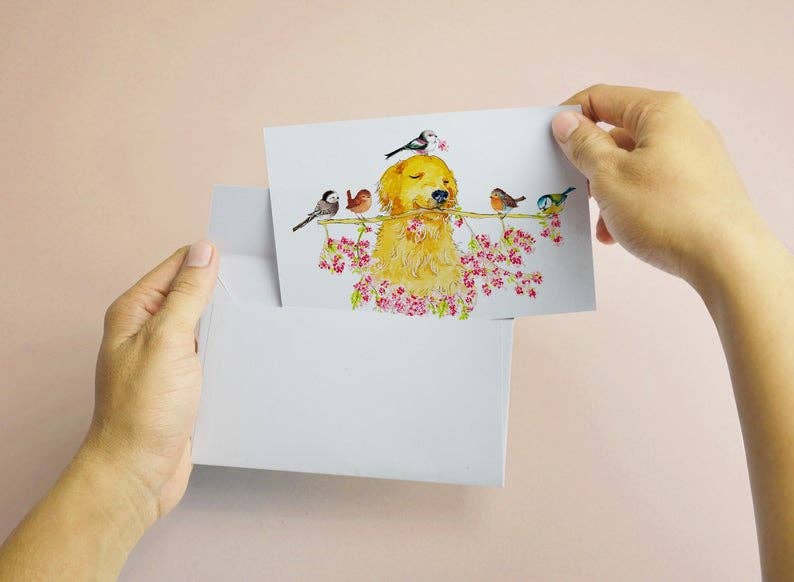 Spring Bird Dog - Easter Card